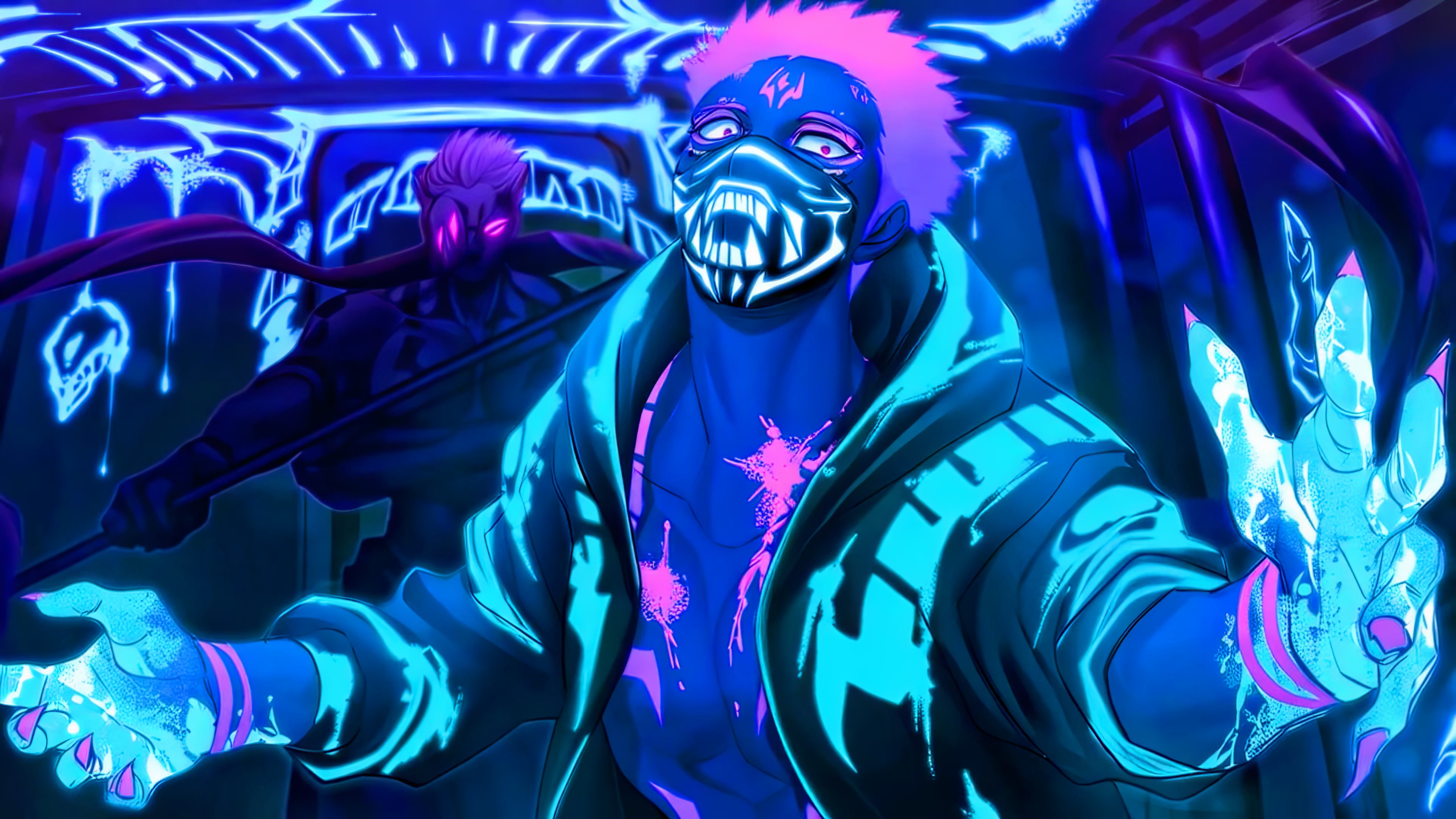 Sukuna - Neon Masked Fighter Live Wallpaper