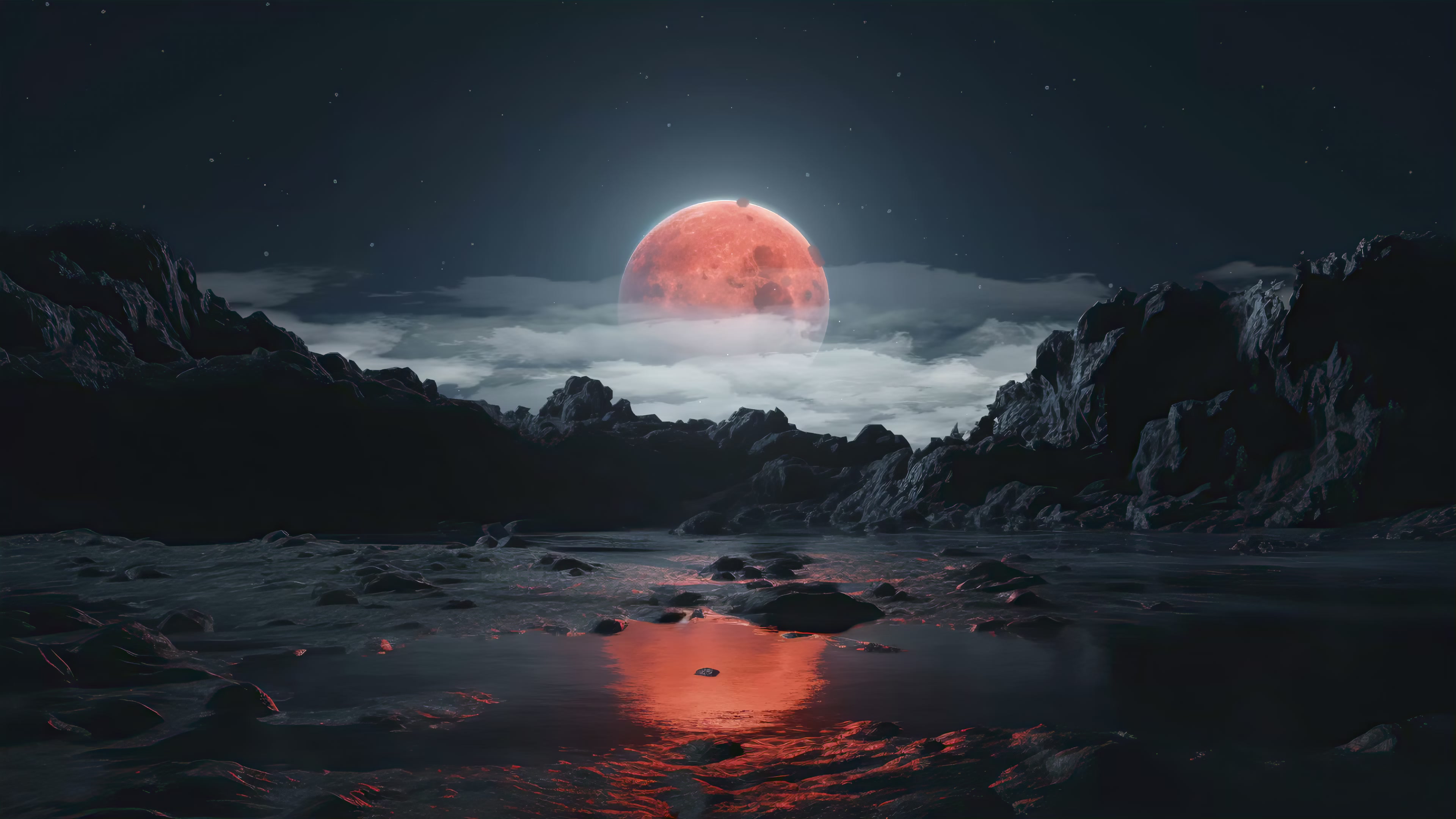 Blood Moon Landscape Live Wallpaper