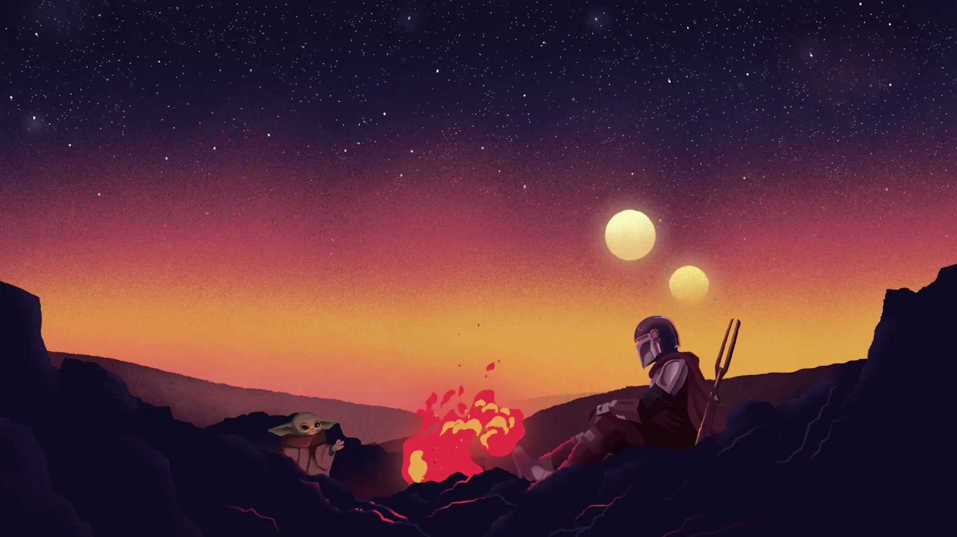 The Mandalorian And Grogu Campfire Live Wallpaper
