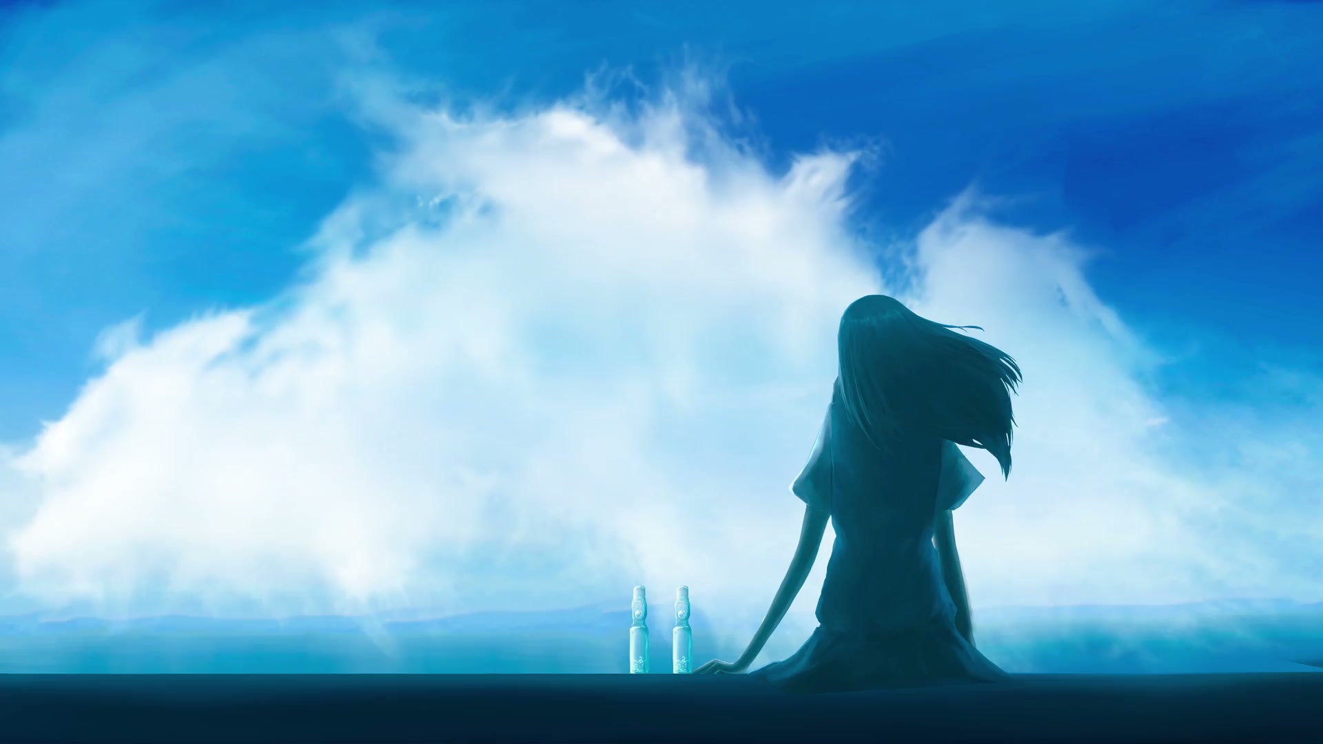 Anime Girl Clouds Live Wallpaper