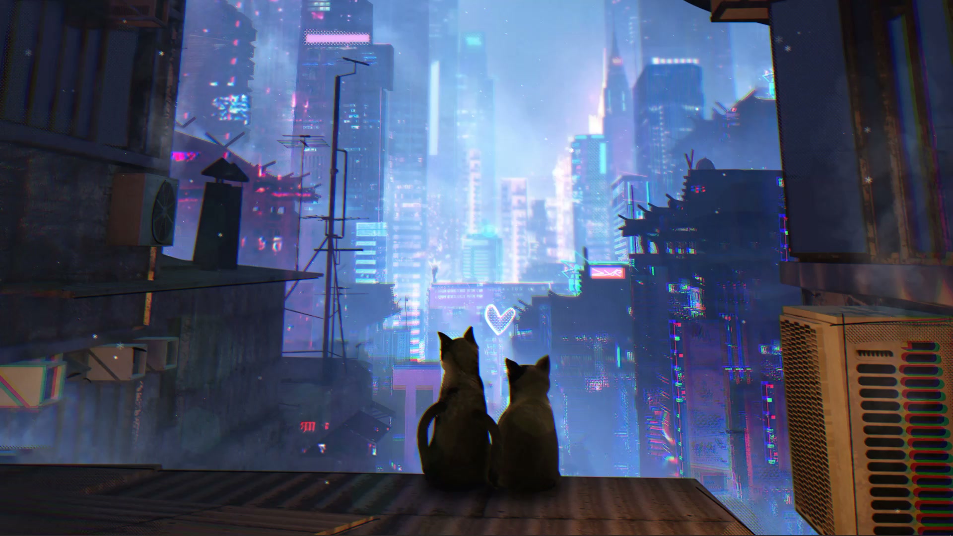 Future City Cat Love Live Wallpaper