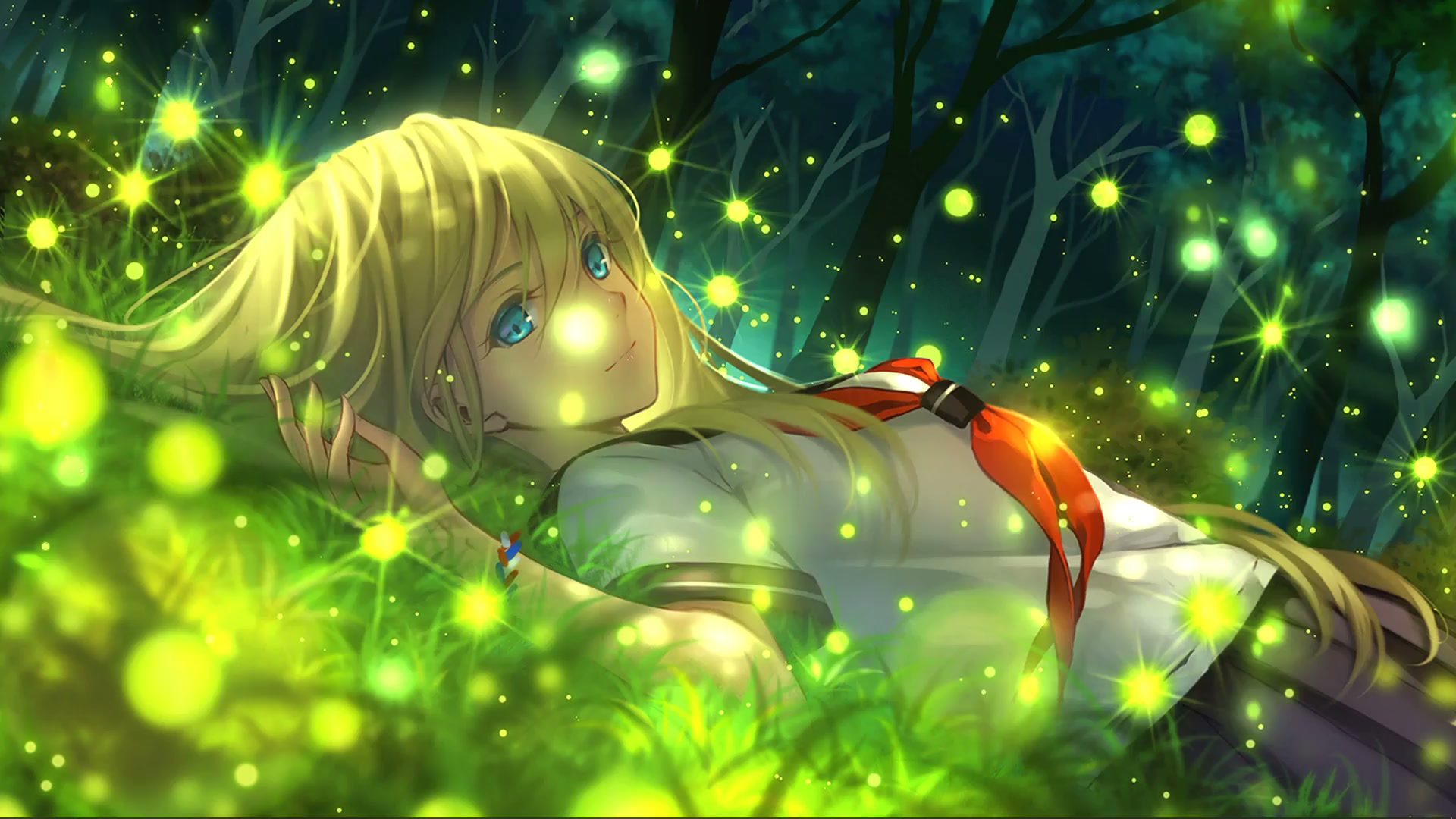 Anime Girl Grass Live Wallpaper