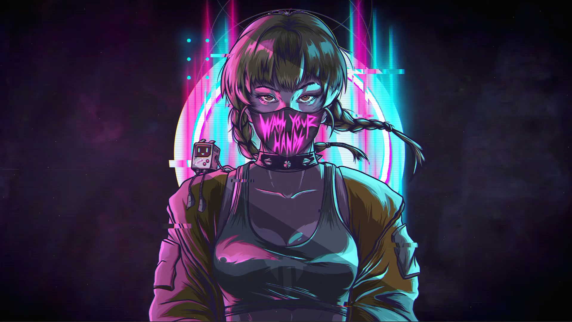 Masked Cyberpunk Girl Live Wallpaper