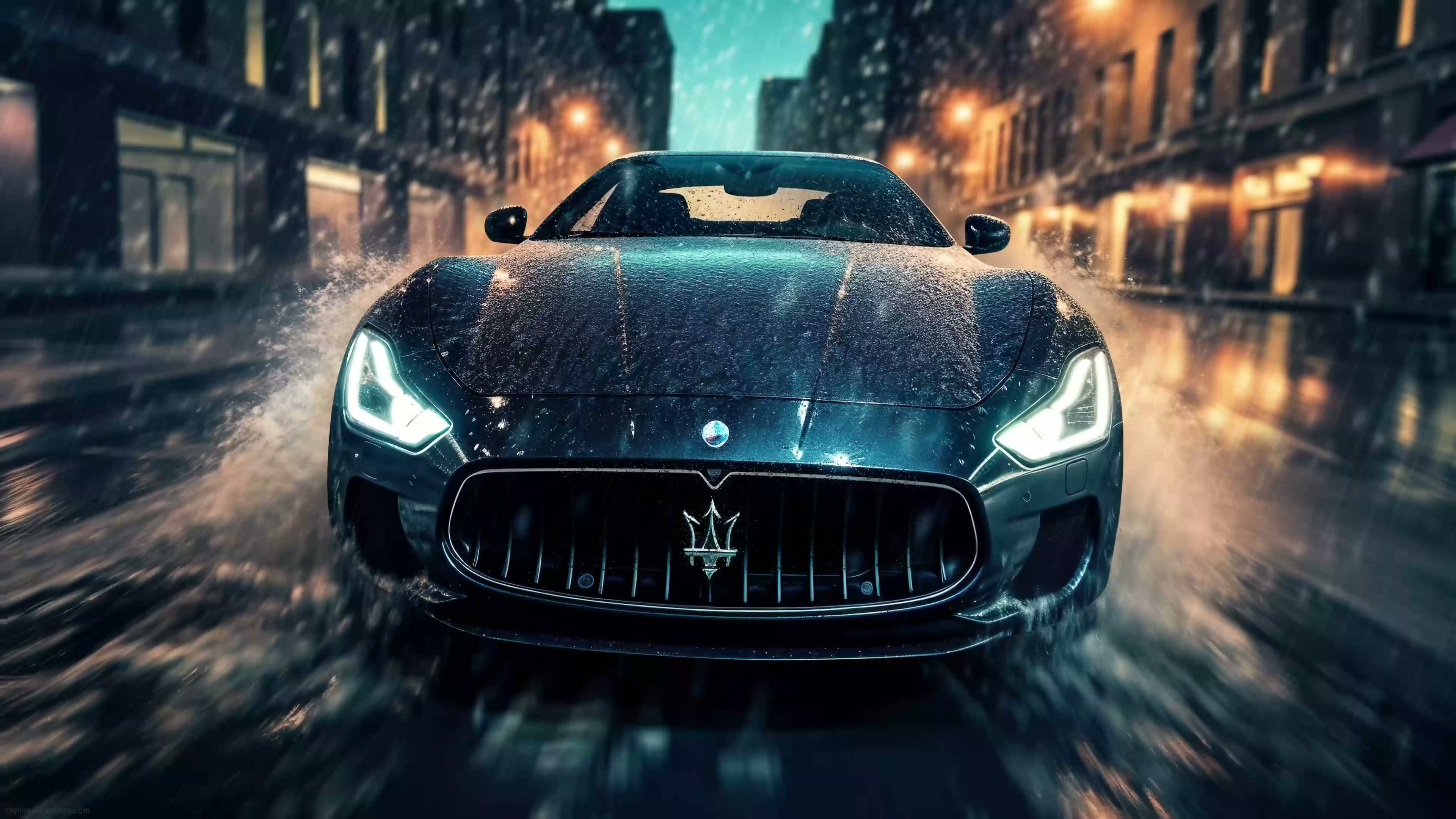 Maserati in the Rain 4K Live Wallpaper