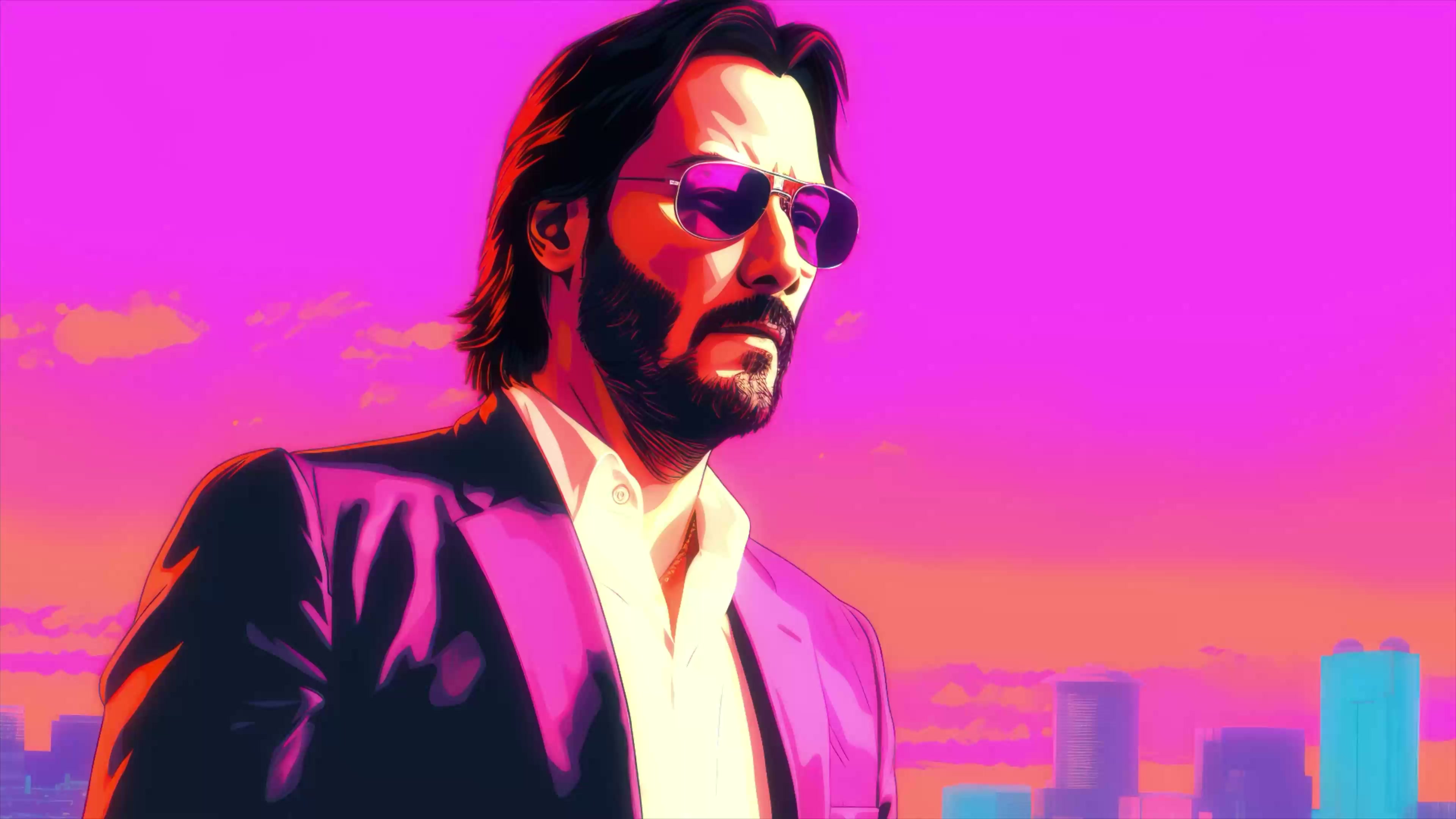 4K john wick in vice city Live Wallpaper