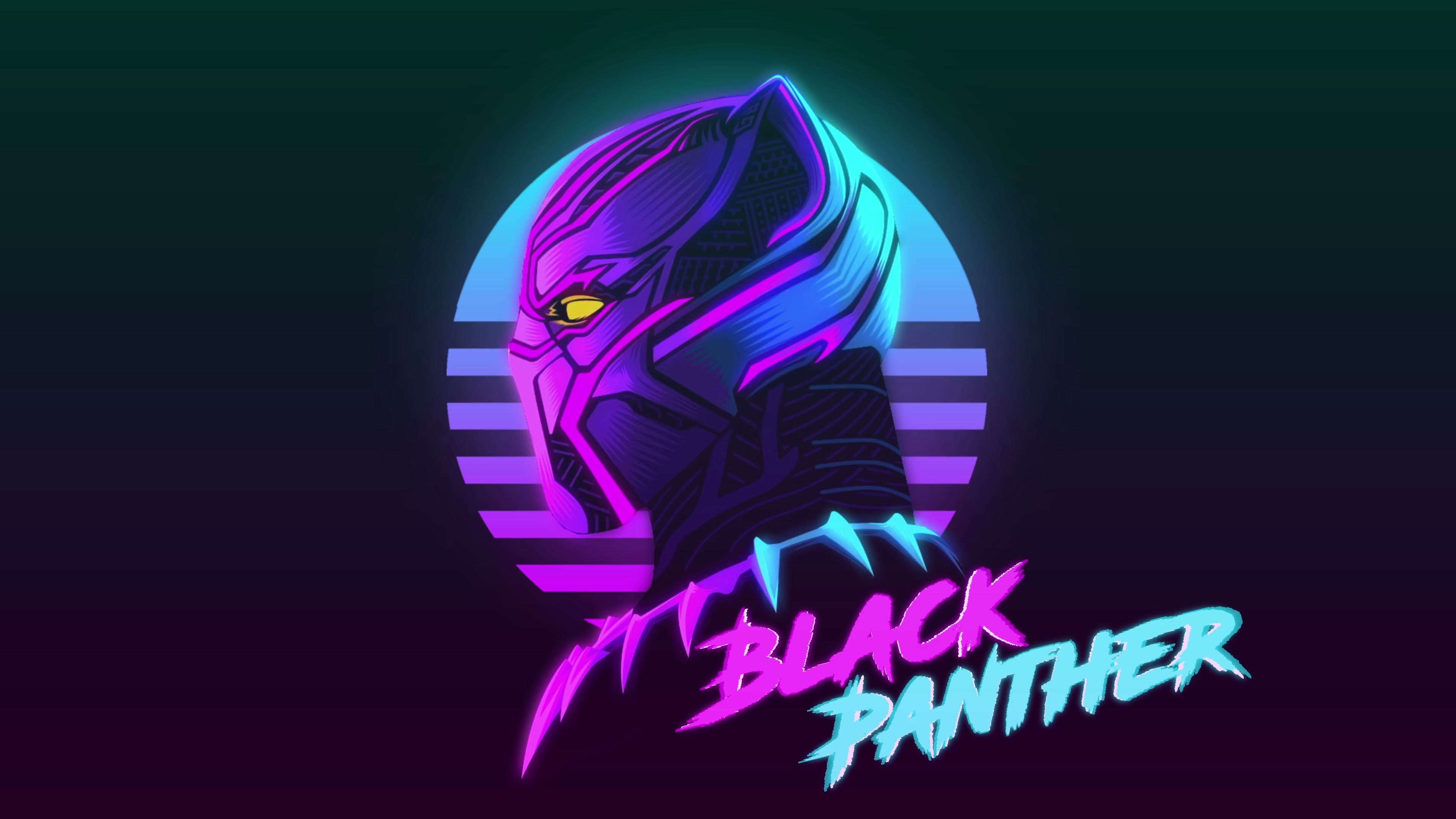 Black Panther Retrowave 4K Live Wallpaper