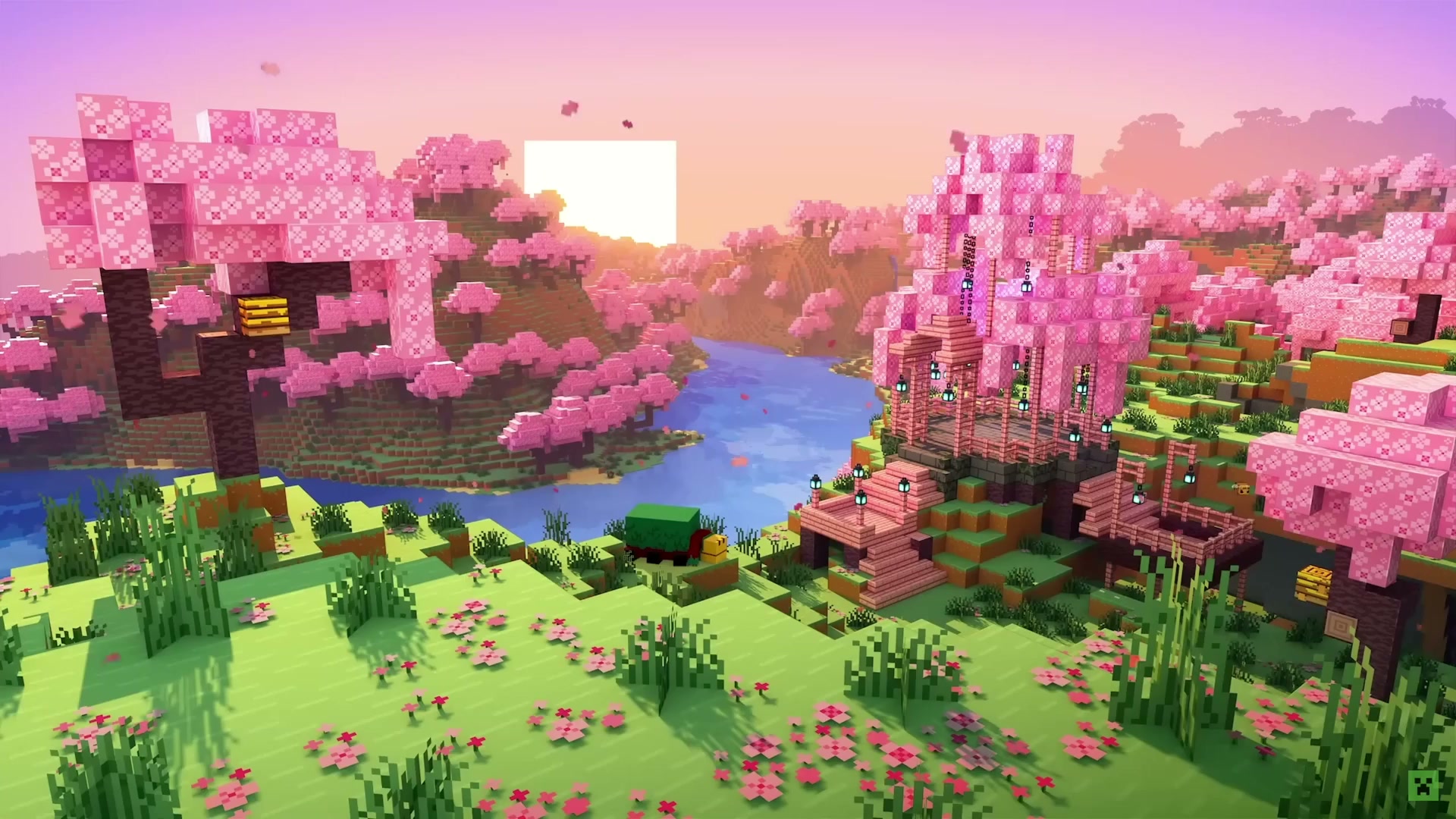 Minecraft Cherry Grove Live Wallpaper