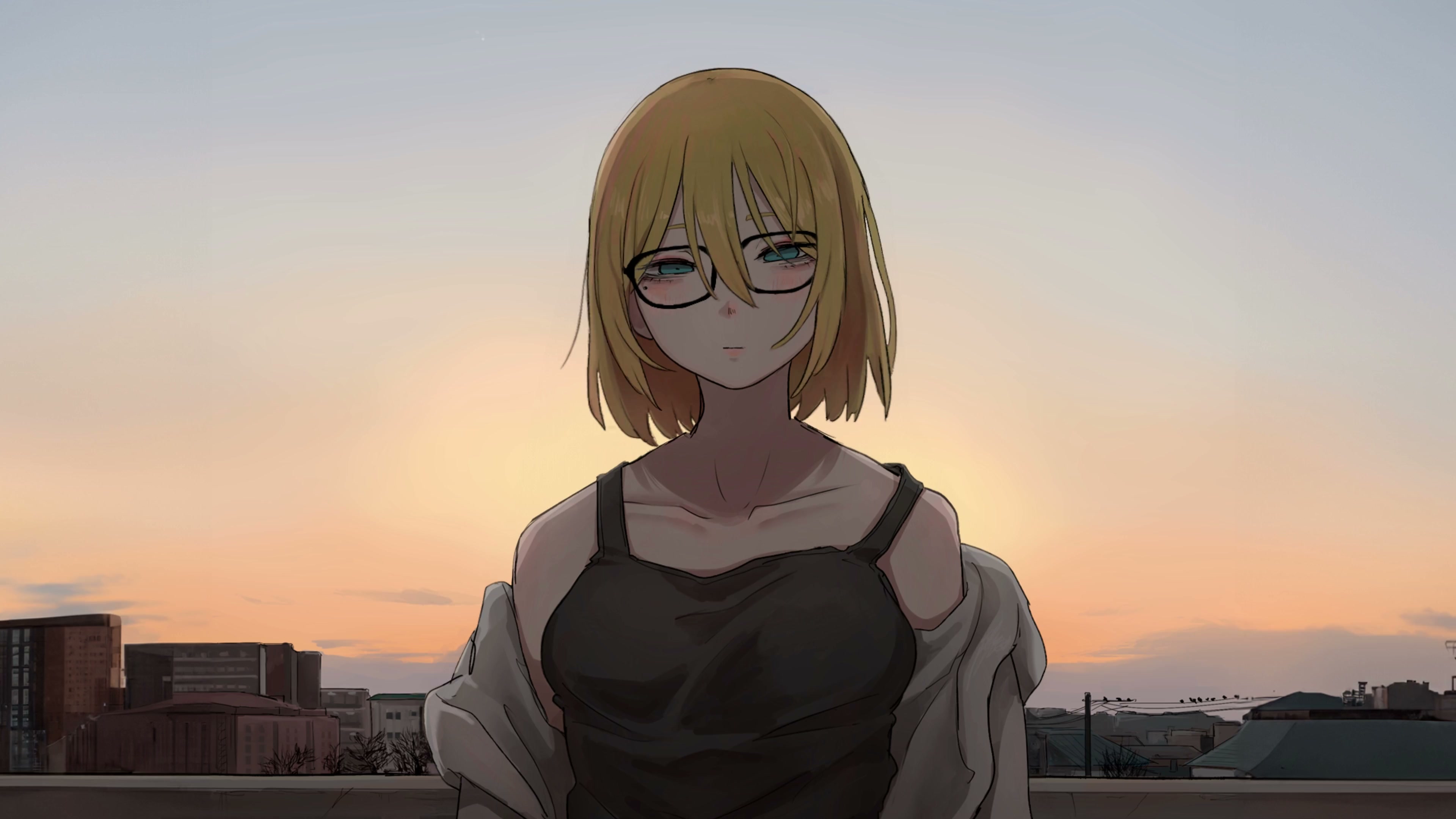 Anime Girl With Glasses 4K Live Wallpaper