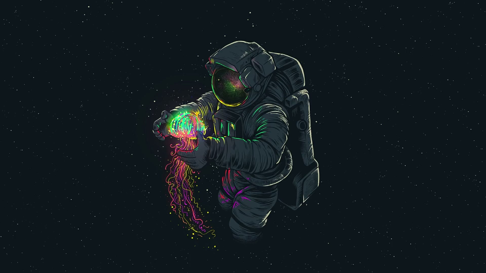 Spaceman Jellyfish Live Wallpaper