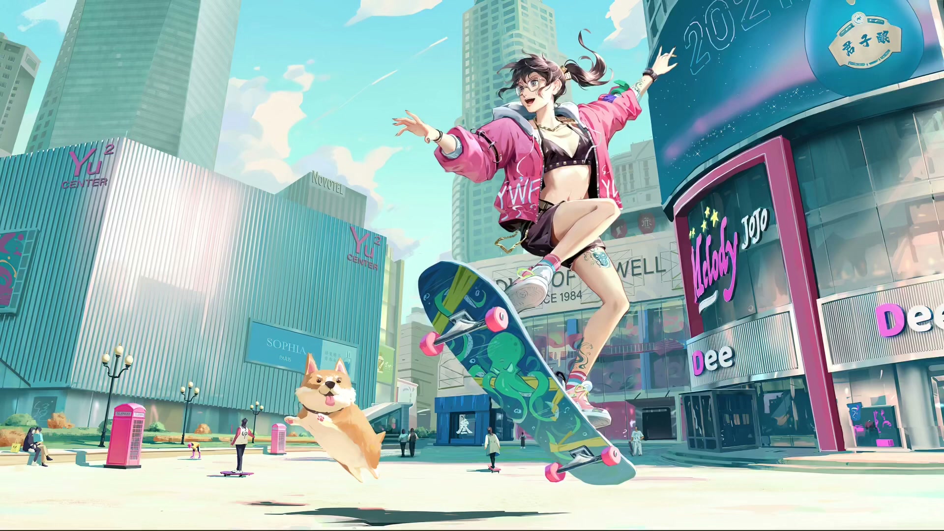 Girl On A Skateboard 1920x1080 Live Wallpaper