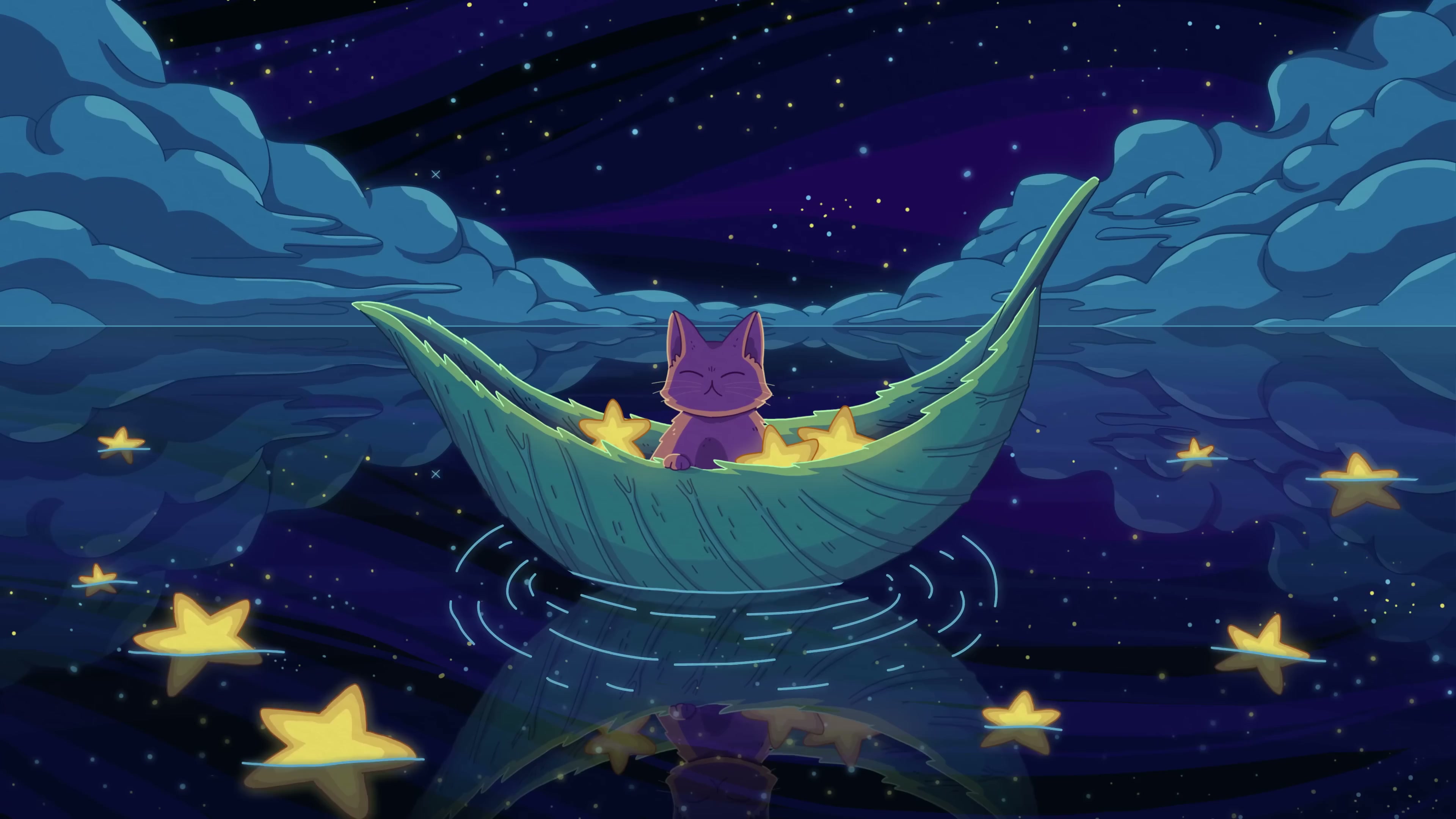 Purrple Cat Sea of Stars Live Wallpaper