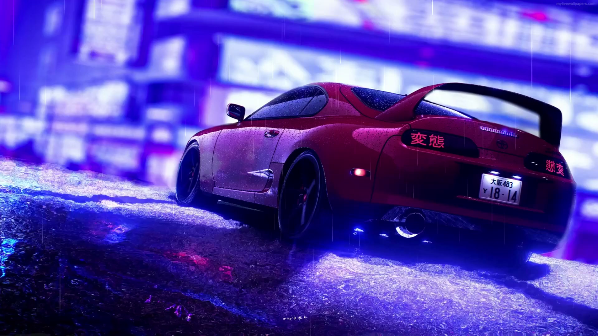 Blue Rain Toyota Supra Live Wallpaper