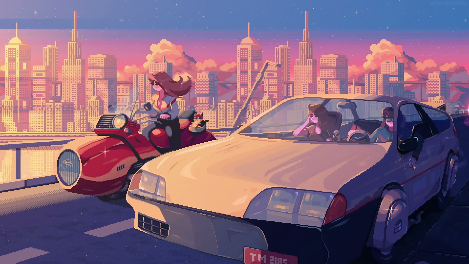 Pixel Evening Ride Live Wallpaper