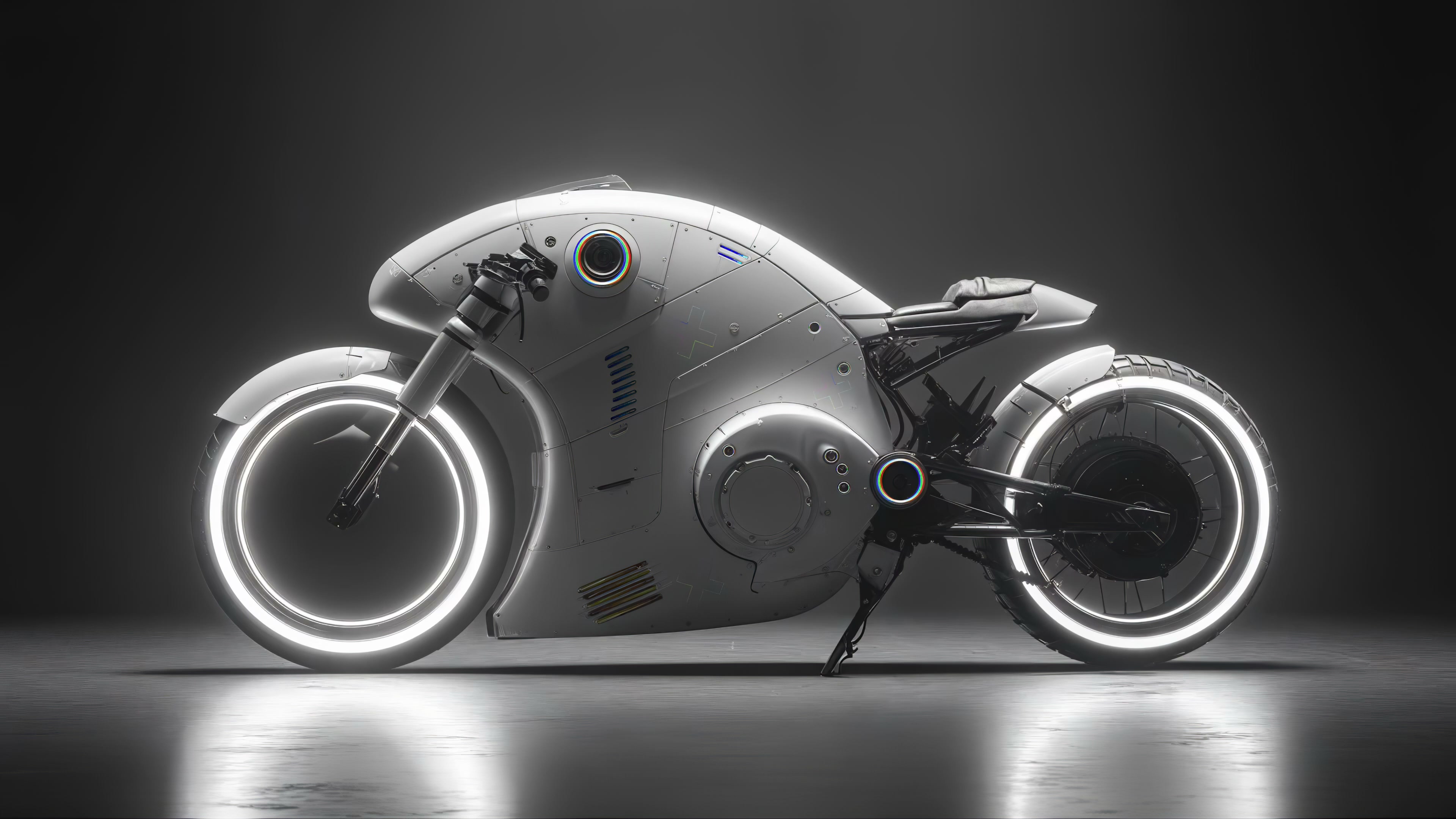 Futuristic White Motorcycle Live Wallpaper