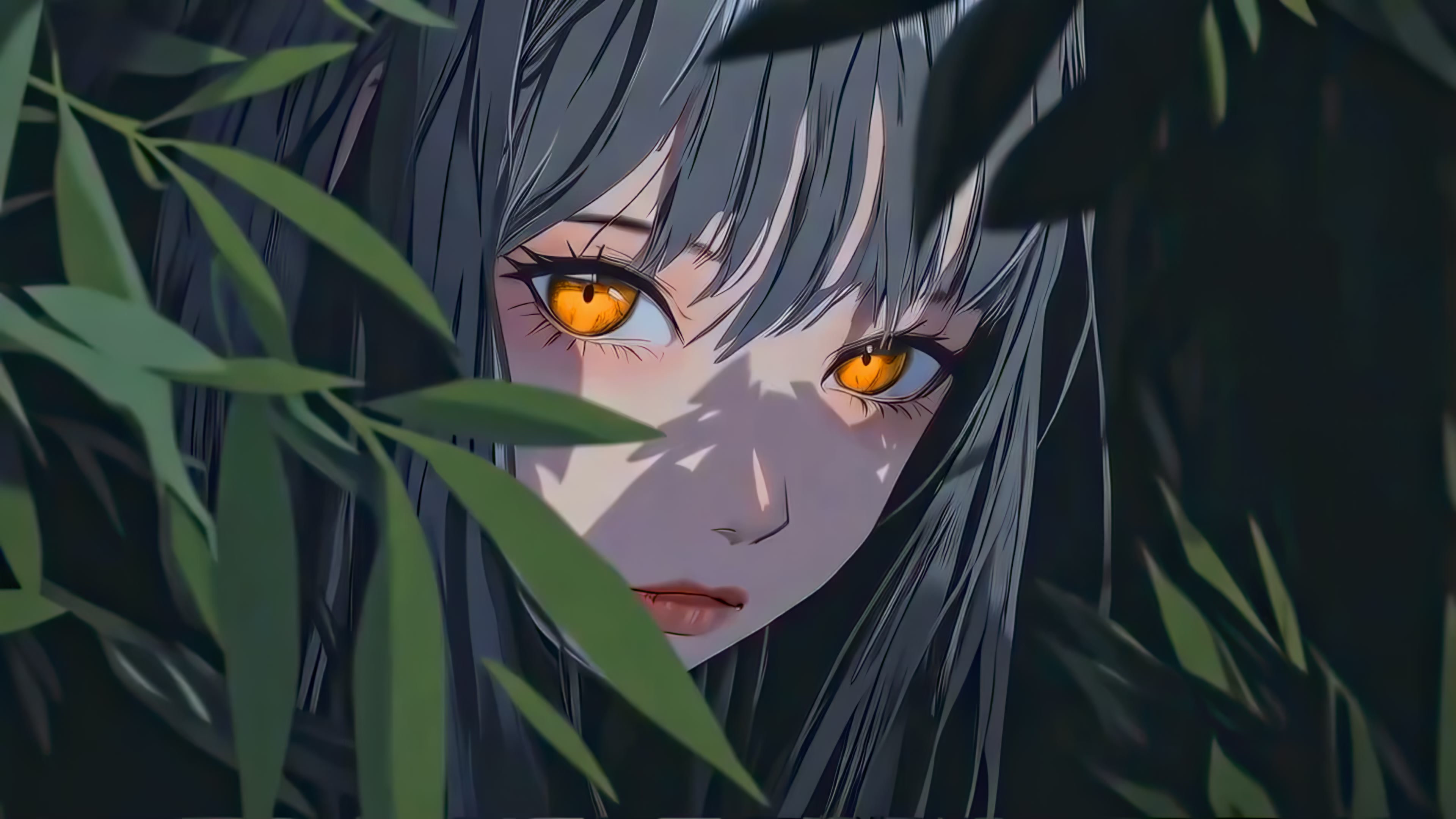 Mysterious Anime Girl Orange Eyes Live Wallpaper