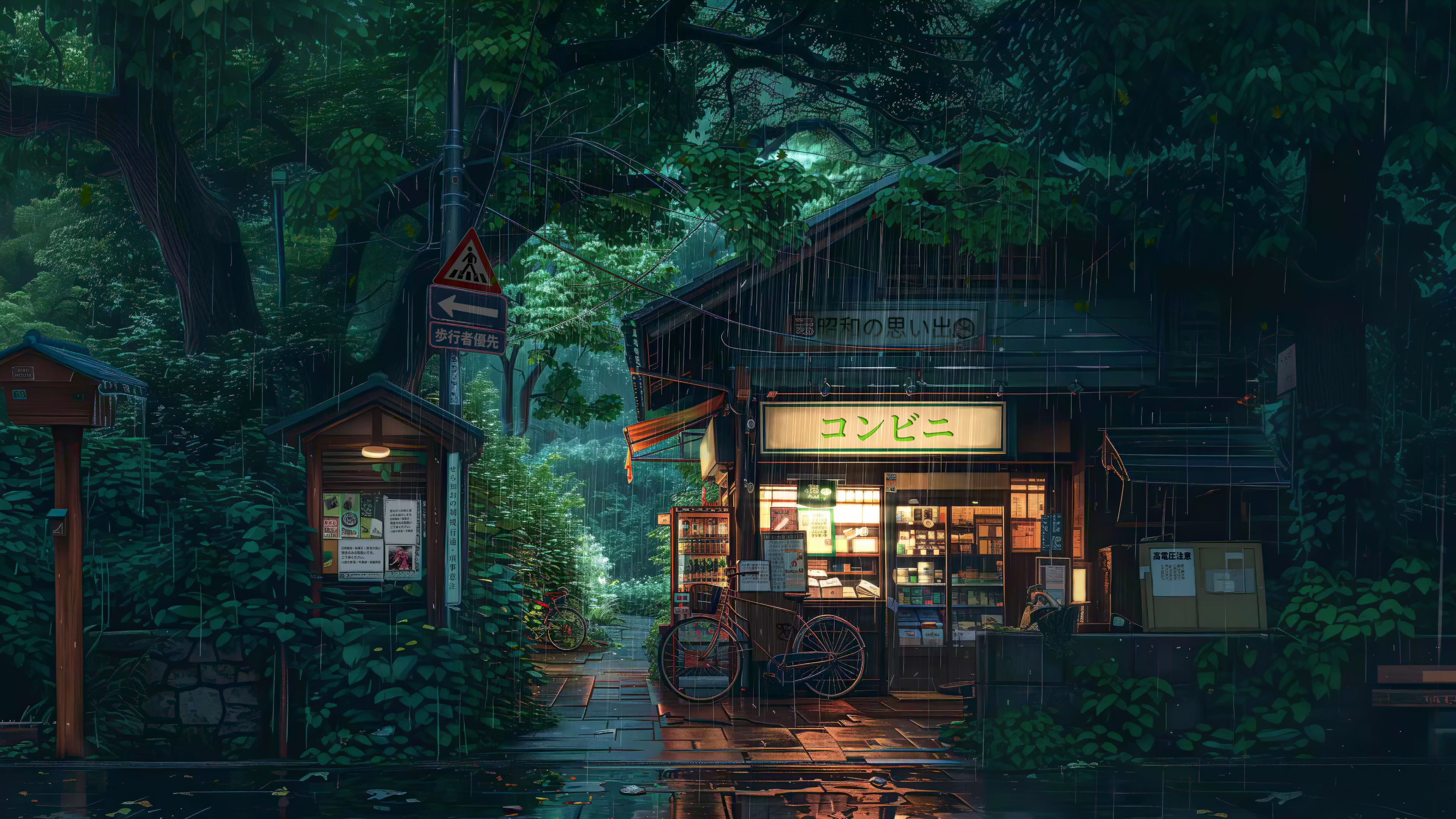 Rainy Forest Convenience Store Live Wallpaper