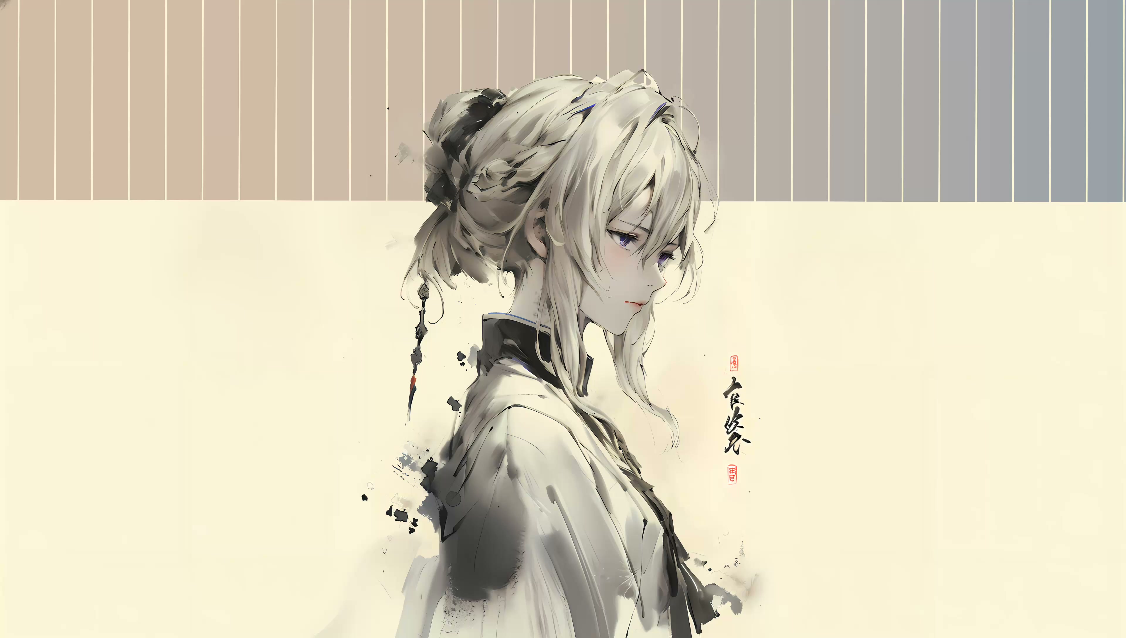 Elegant Ink Anime Girl Live Wallpaper