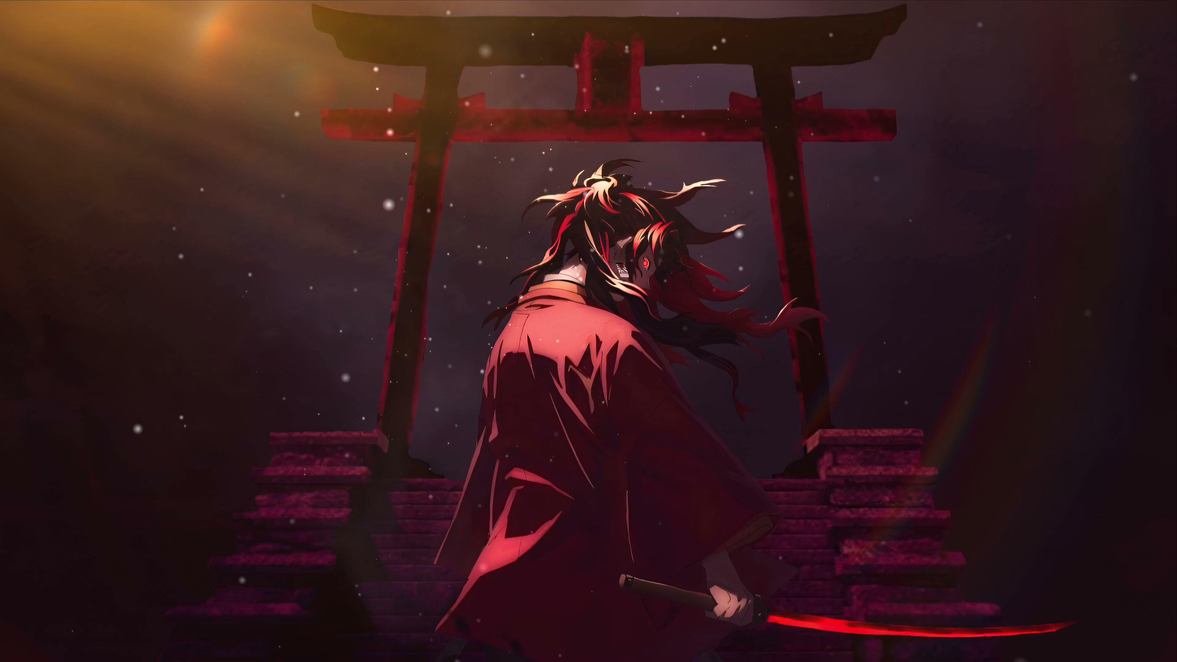 Yoriichi Tsugikuni Red Katana Live Wallpaper