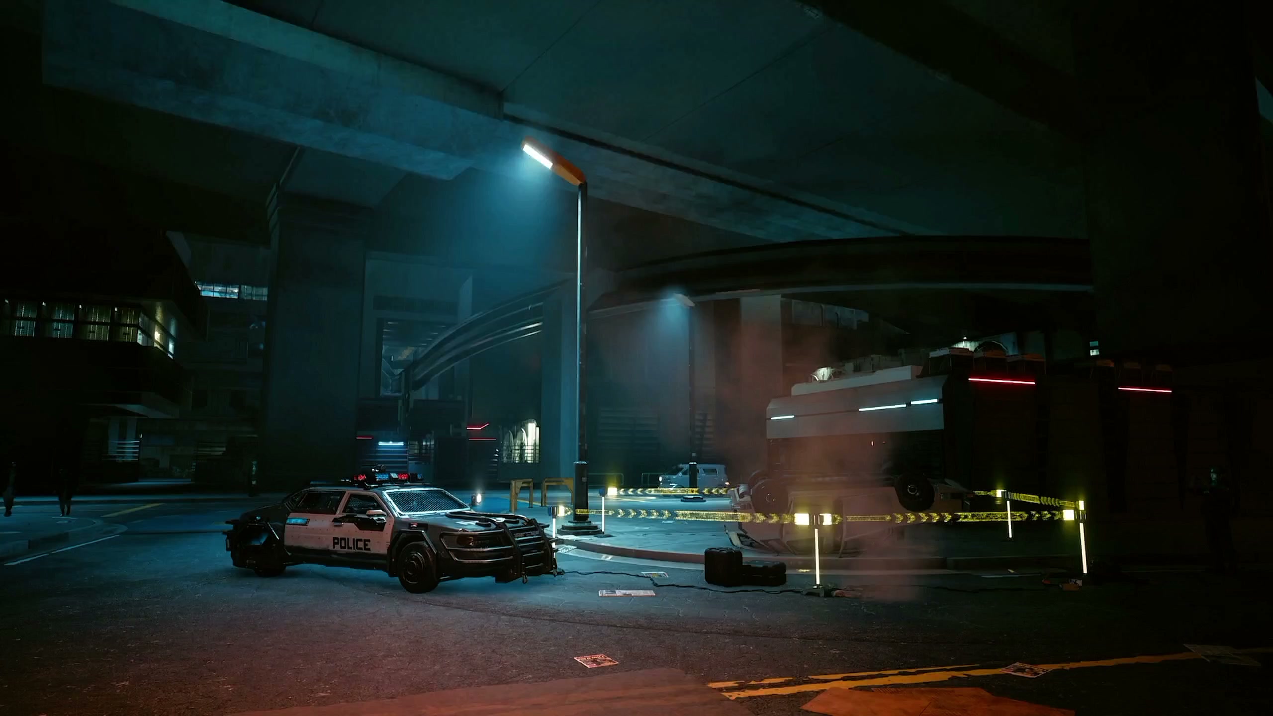 Cyberpunk Street Police Scene Live Wallpaper
