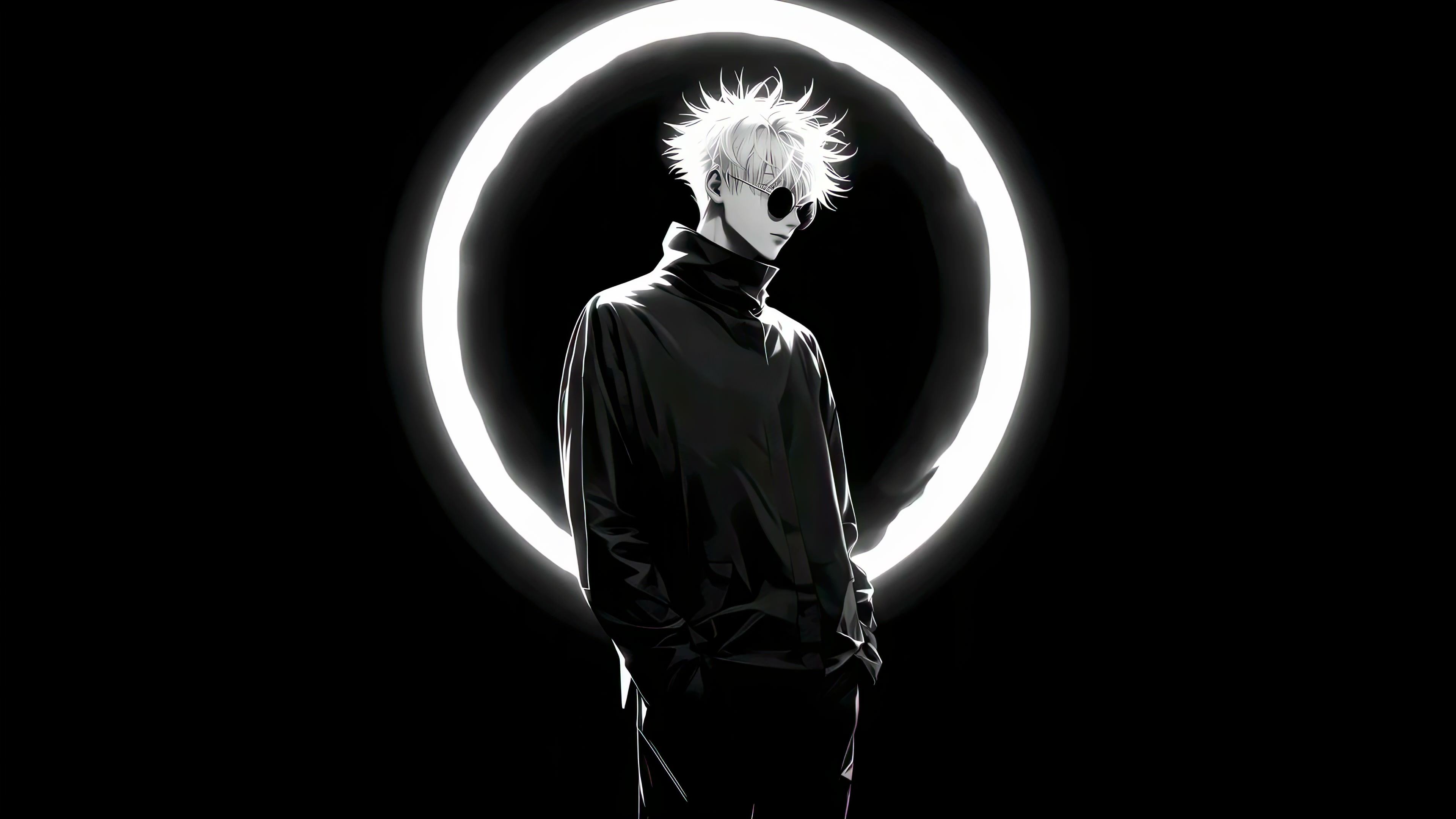 Gojo In Black And White Live Wallpaper