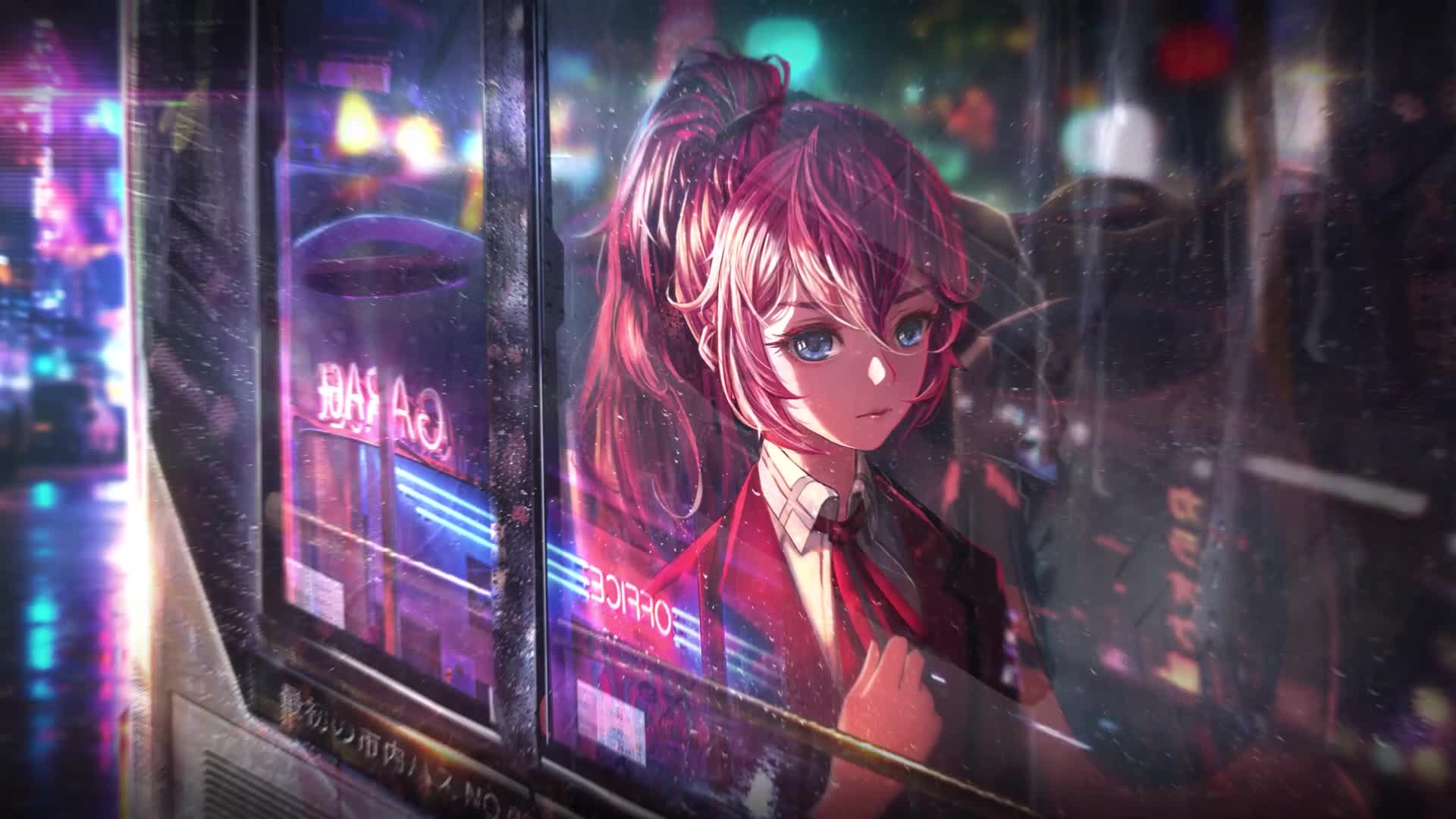 Monika - Neon City Live Wallpaper