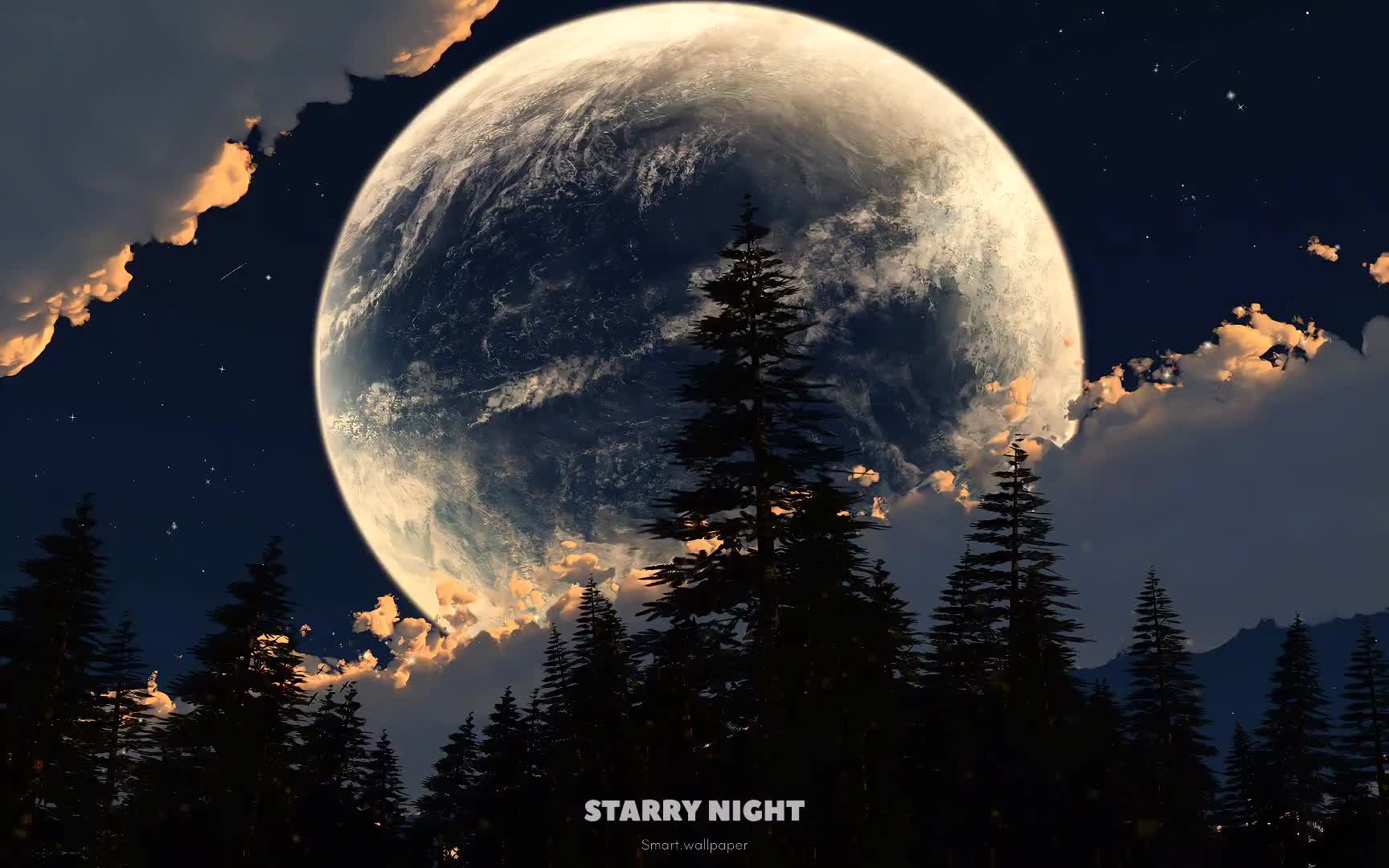 Starry Night & Moon Live Wallpaper