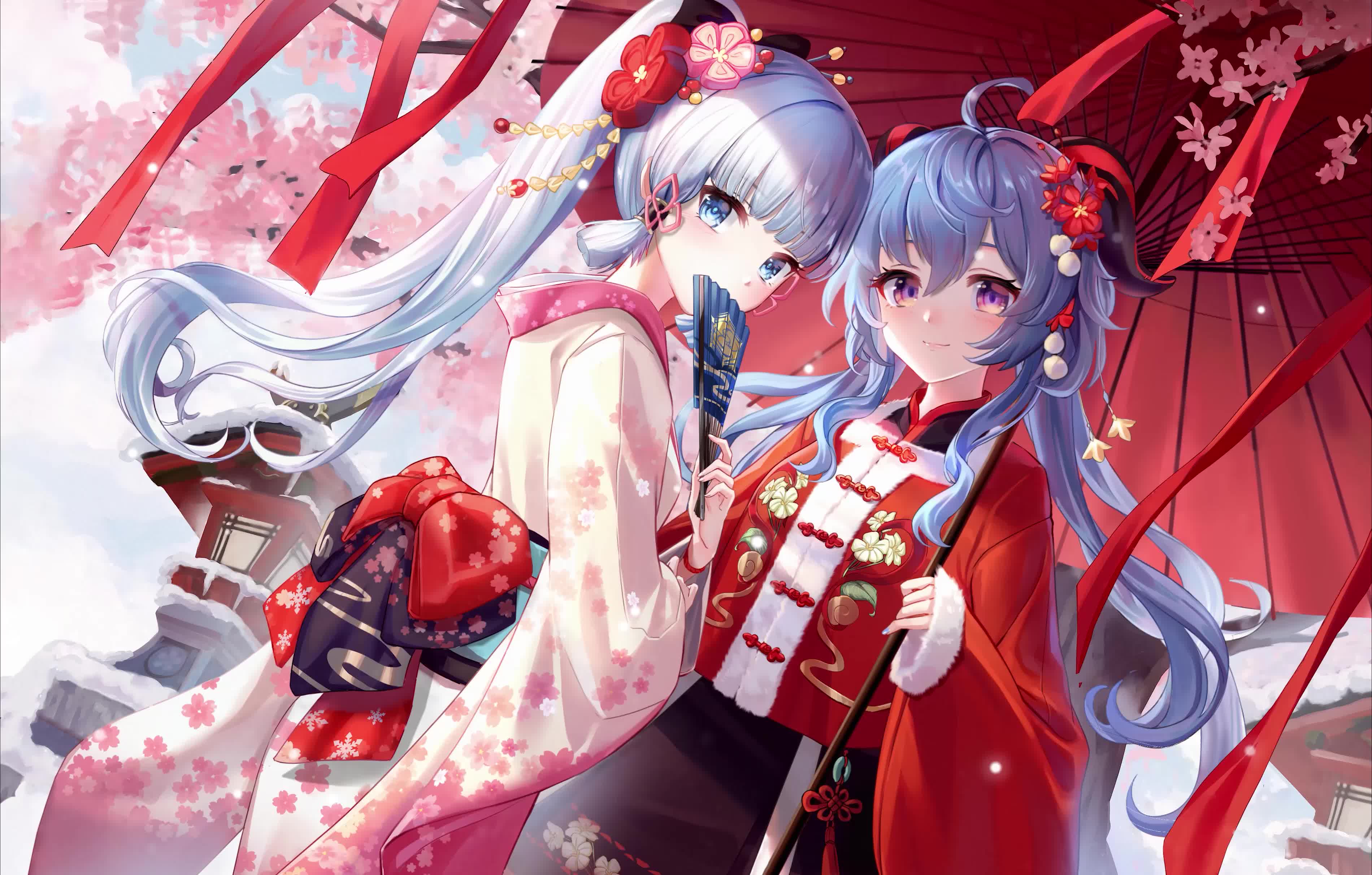 Genshin Impact - Ling Hua & Ganyu Live Wallpaper