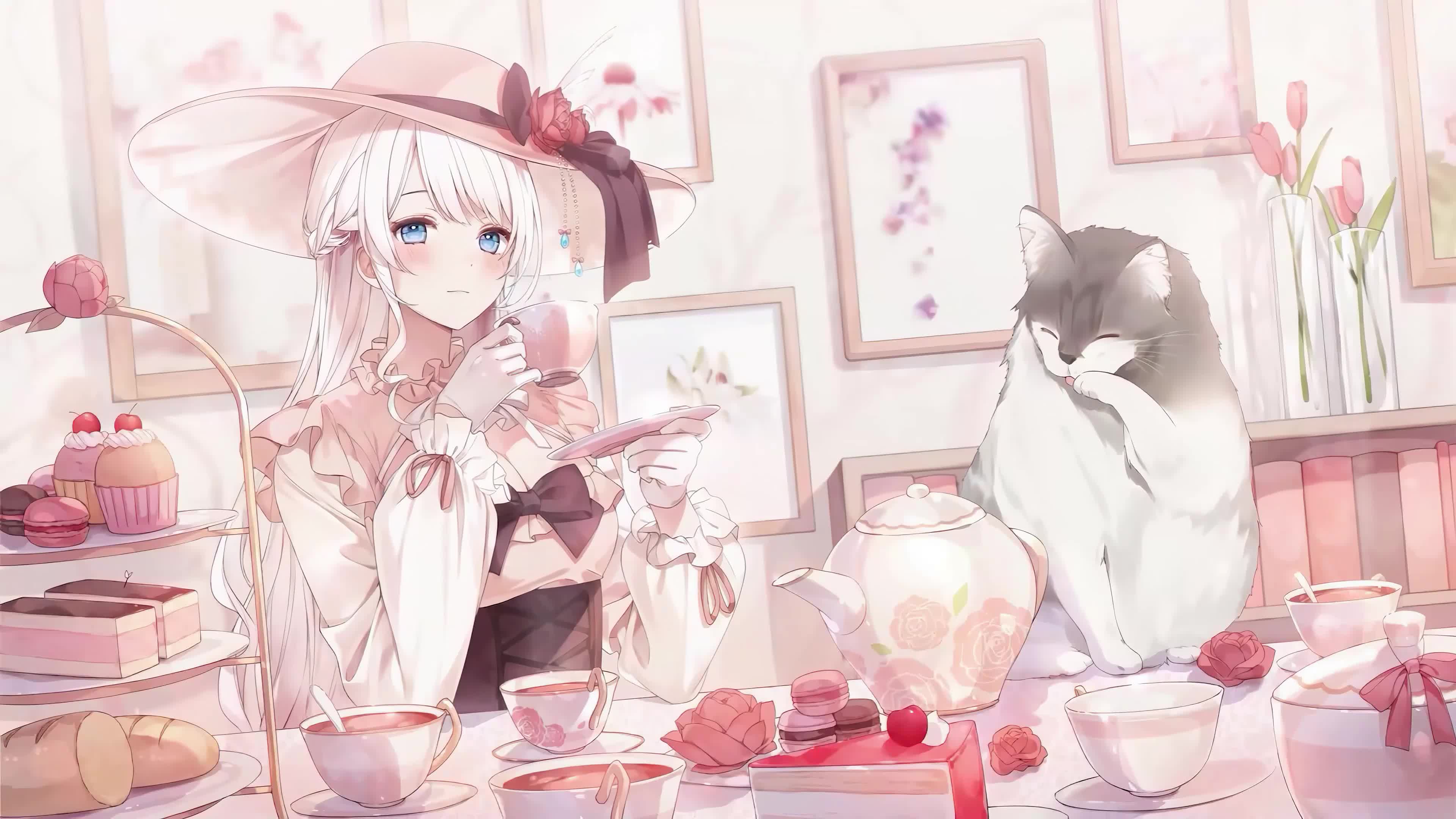 Lady At Afternoon Tea Live Wallpaper