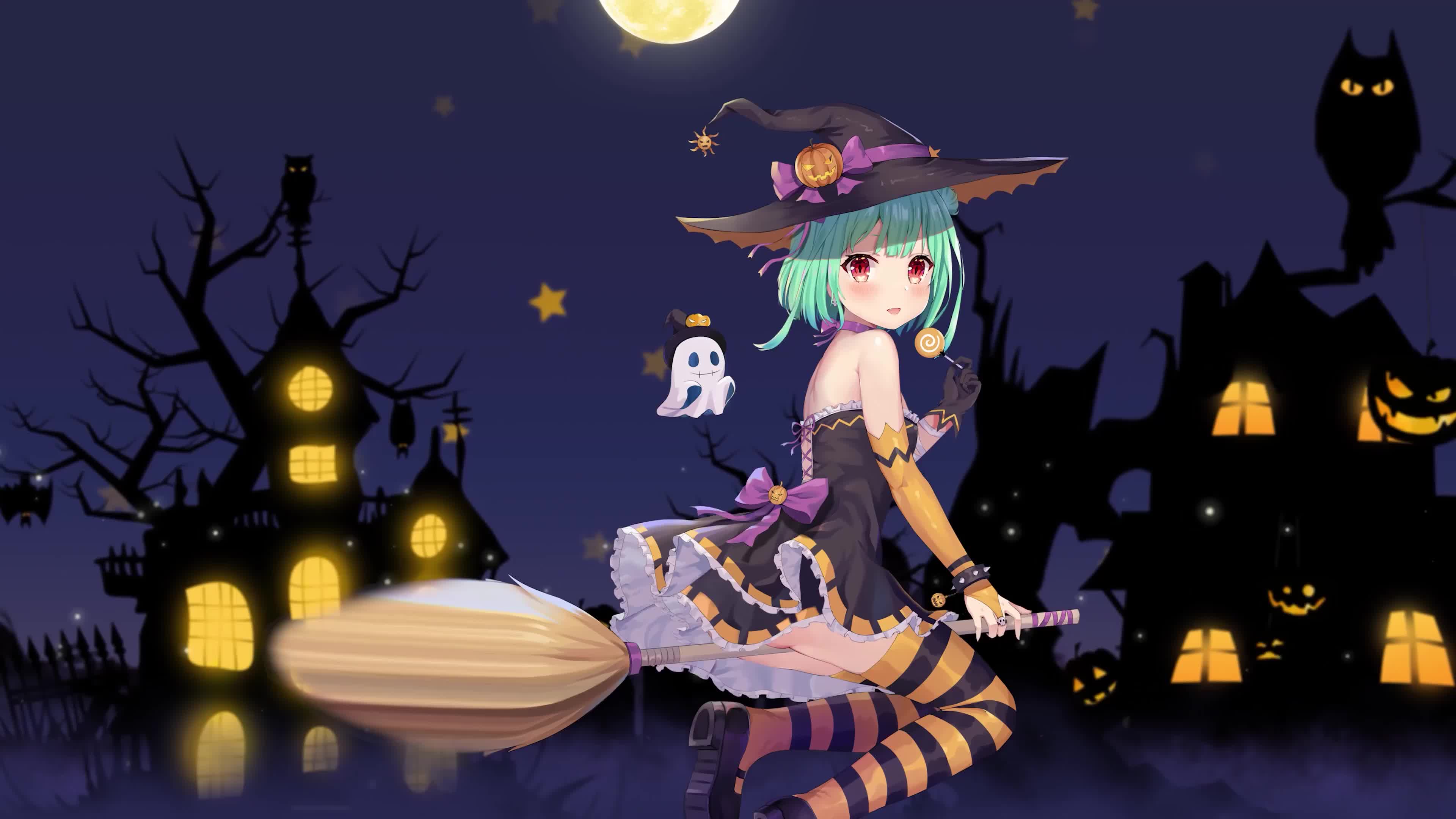 Halloween Witch - Flying Magic Live Wallpaper