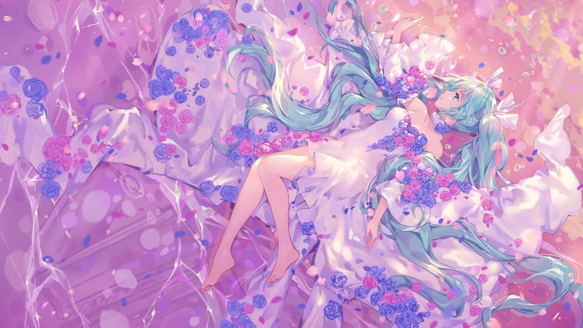 Hatsune Miku With Flowers Live Wallpaper