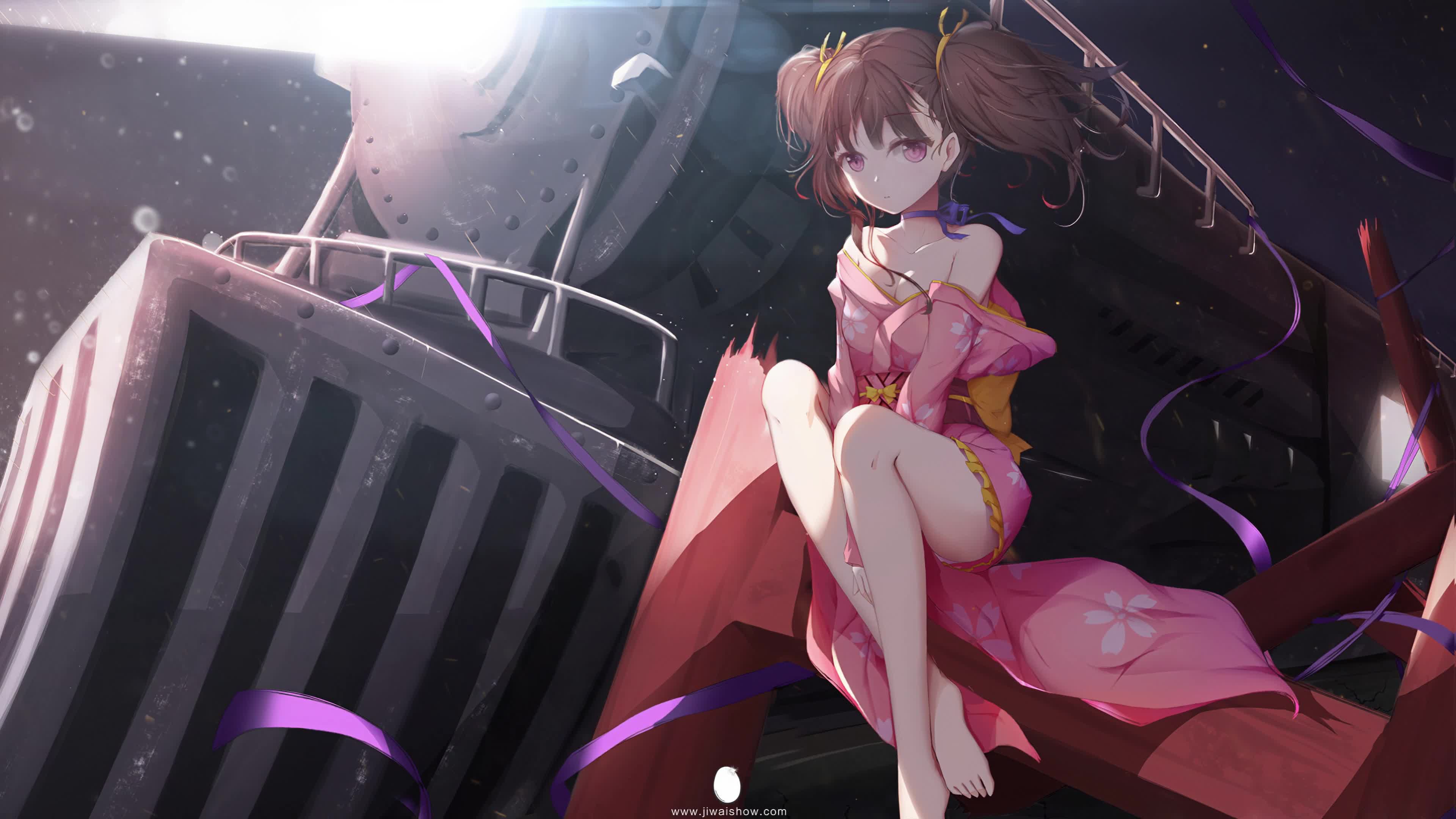 Anime Girl On The Locomotive Live Wallpaper