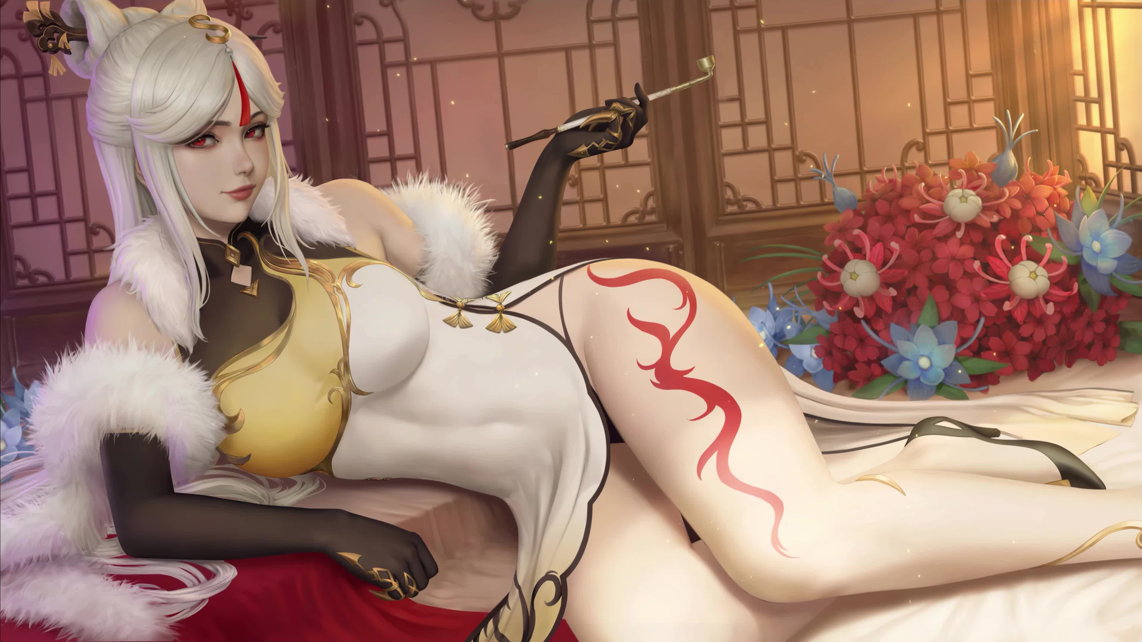 Anime Girl With Pipe Tobacco Live Wallpaper
