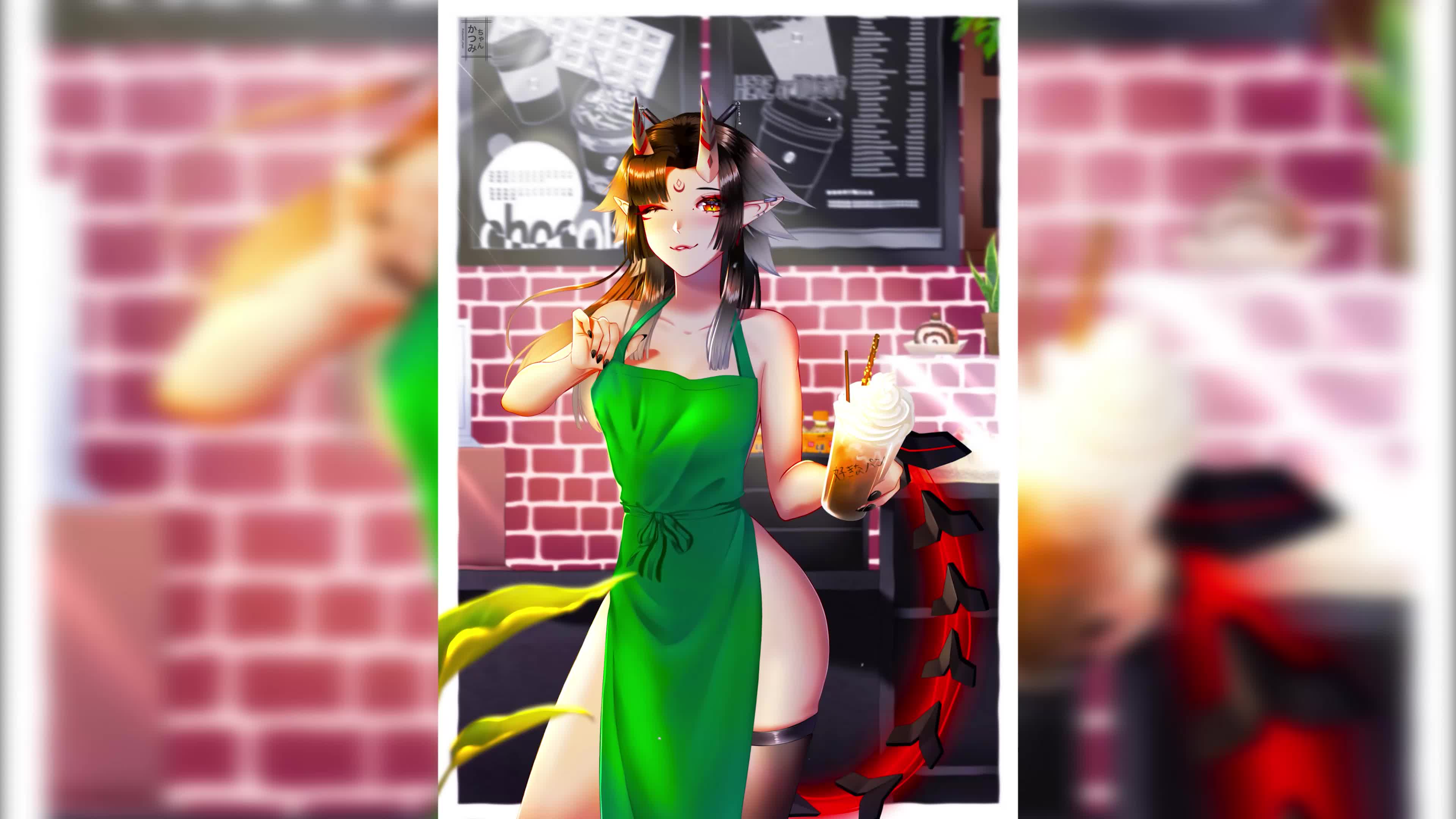 Katsumi Chan In Green Dress Live Wallpaper