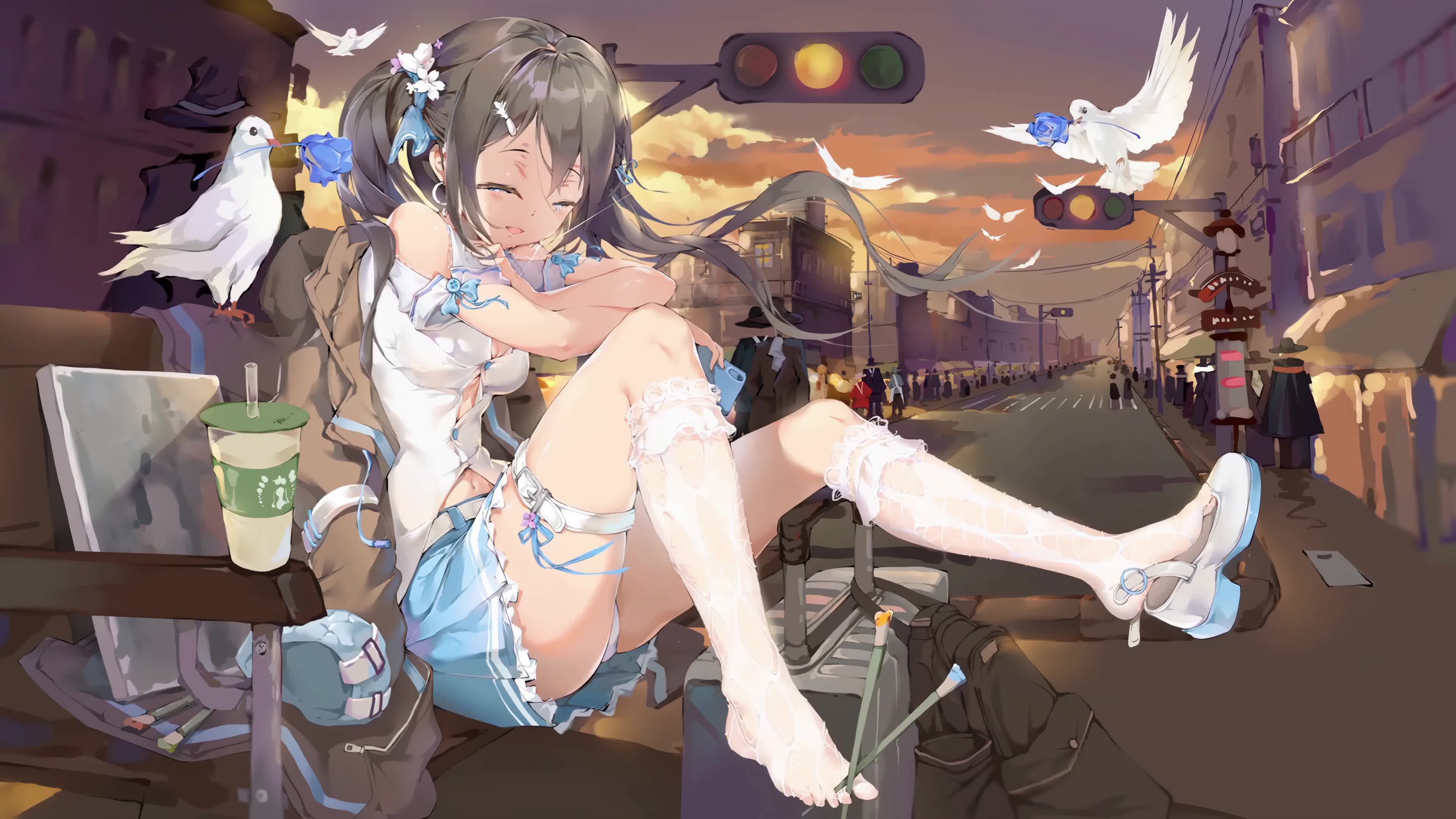 Anime Girl With Street Style Live Wallpaper