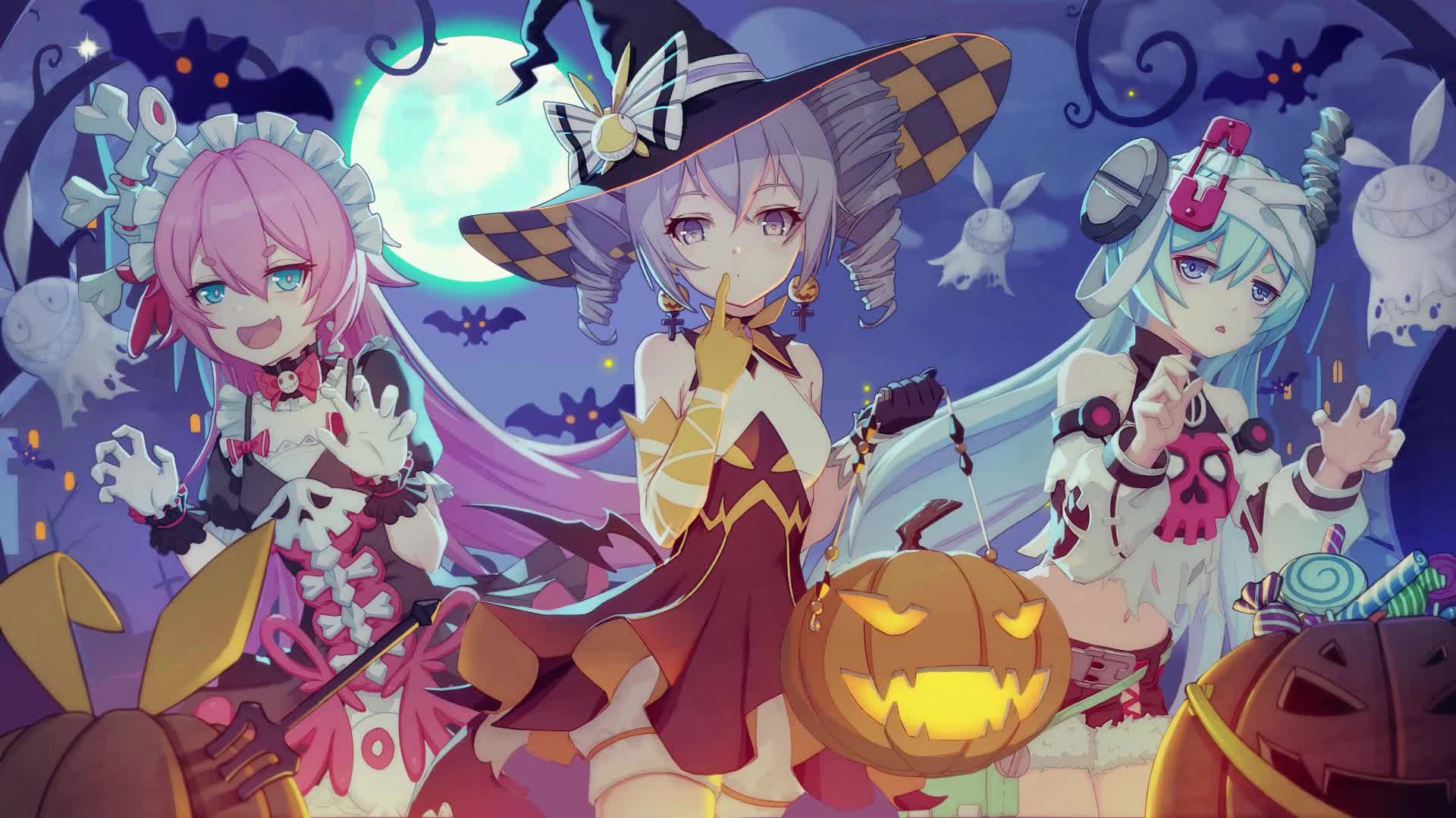 Anime Girls In Halloween Live Wallpaper