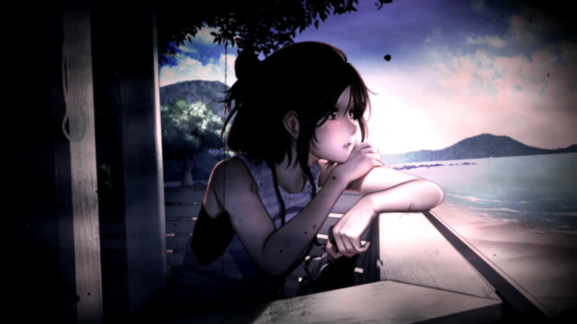 Anime Girl By The Beach Live Wallpaper