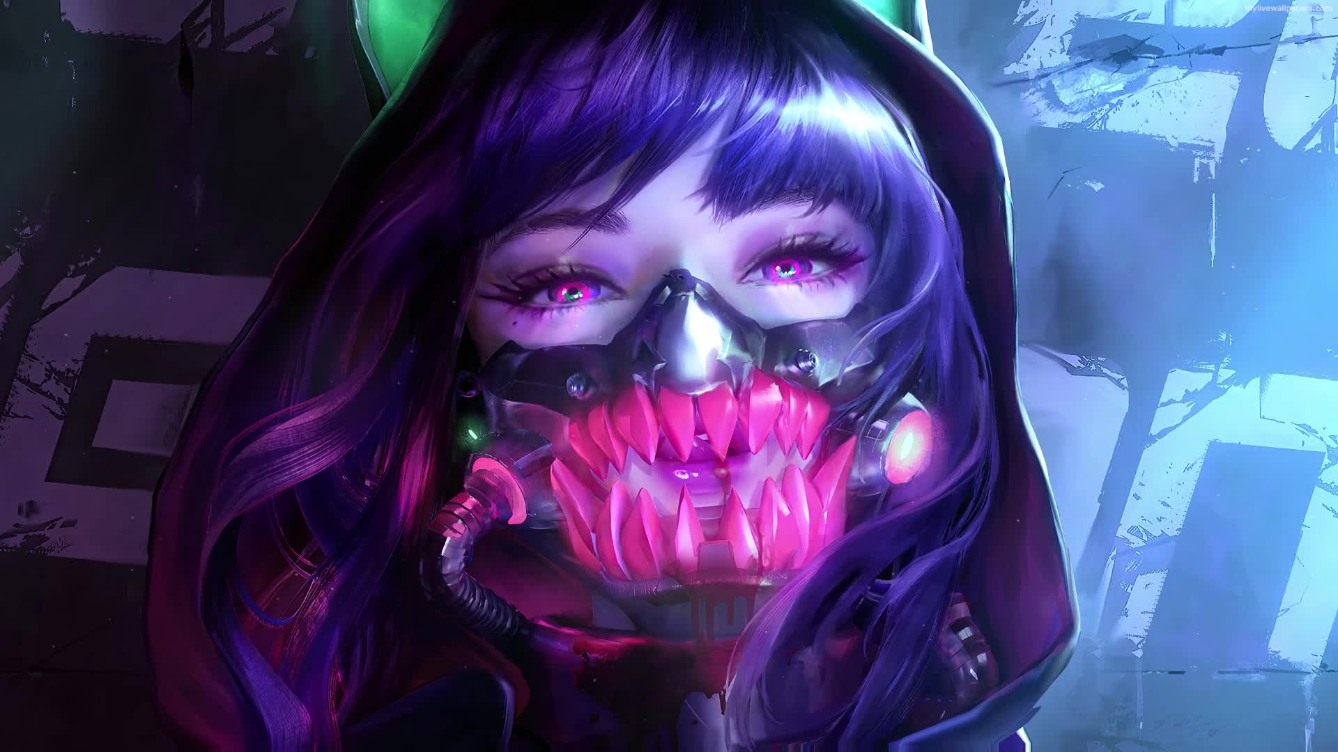 Neon Hoodie Girl Live Wallpaper