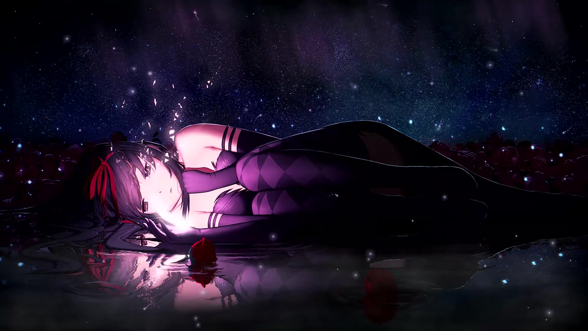 Girl In Purple Falling Through The Bed Live Wallpaper