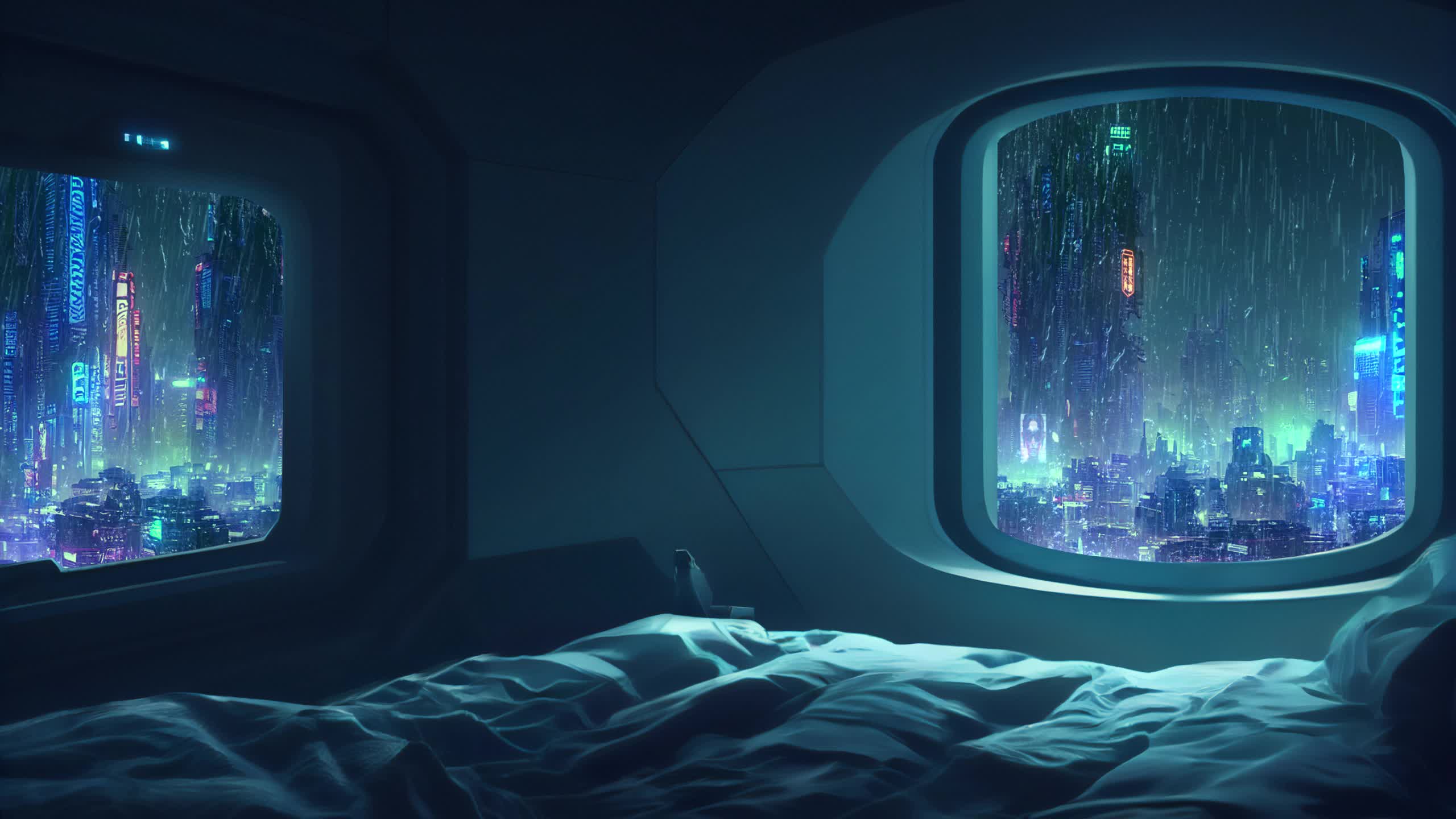 Cozy Bedroom Rain On Window 4K Live Wallpaper | 3840x2160