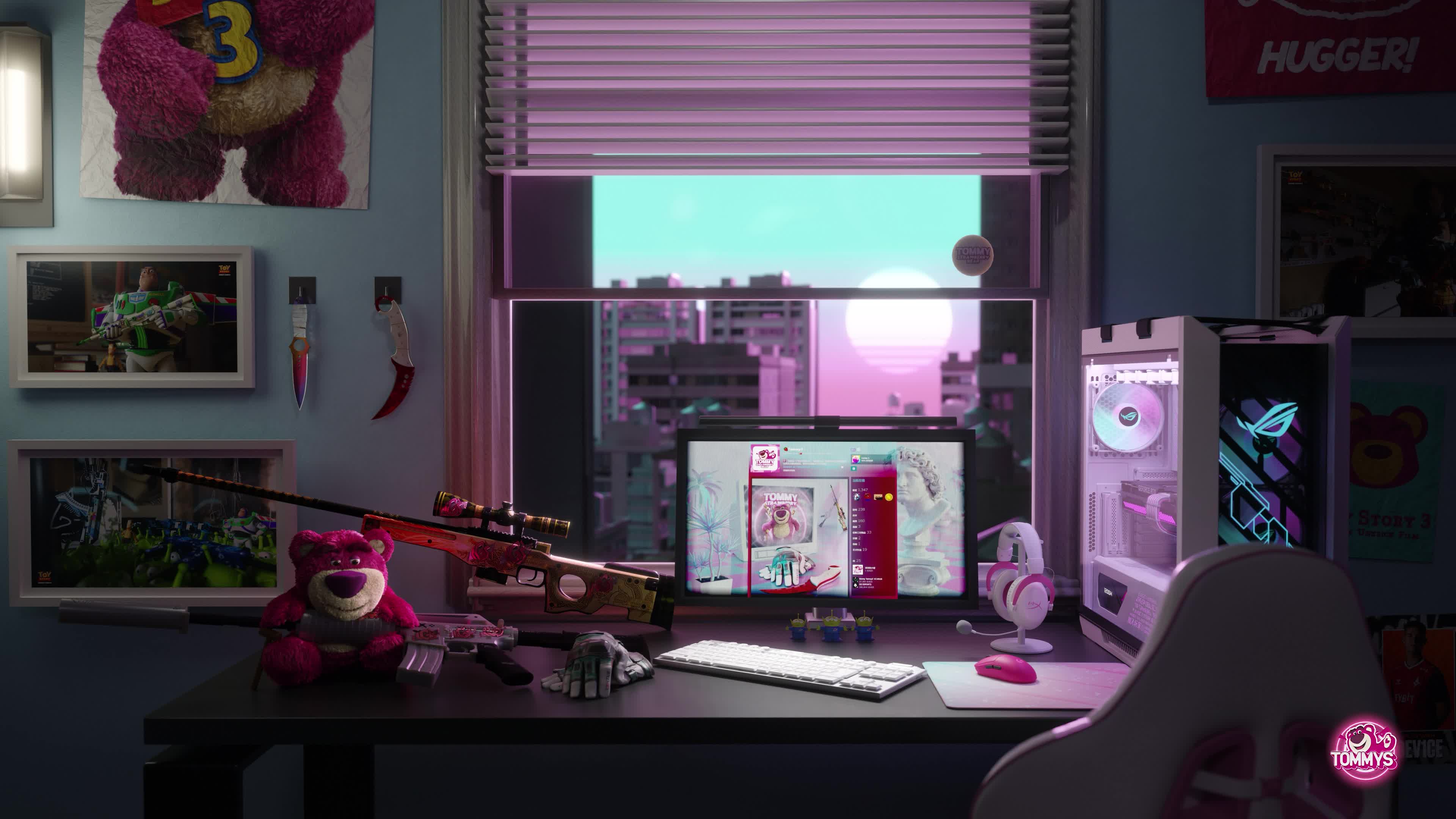 Gaming Desk With Lotso Bear Live Wallpaper