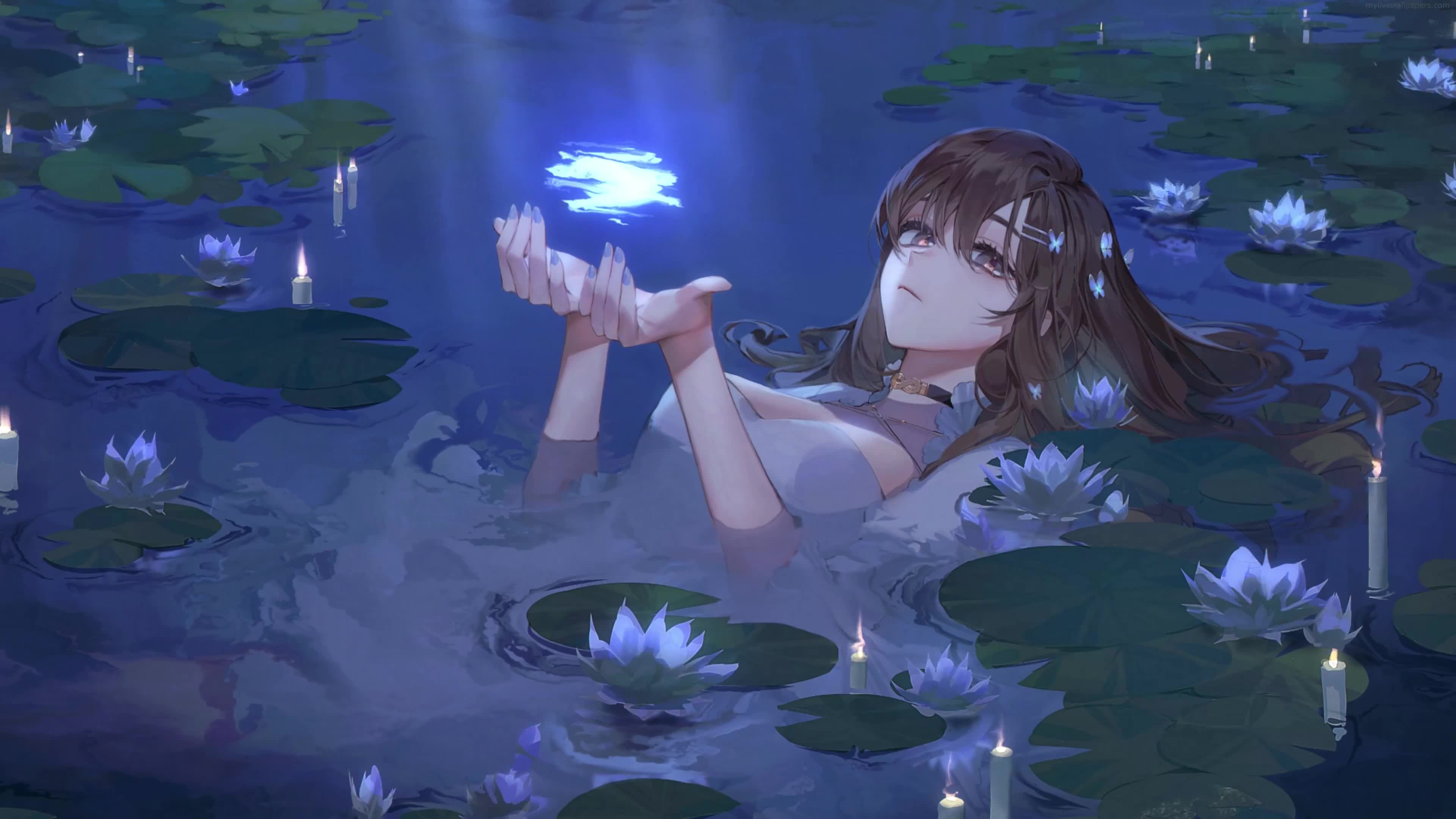 Water Lily Girl Live Wallpaper