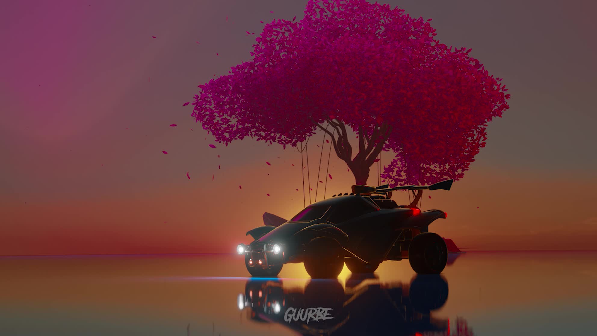 Car Under Cherry Blossom Live Wallpaper