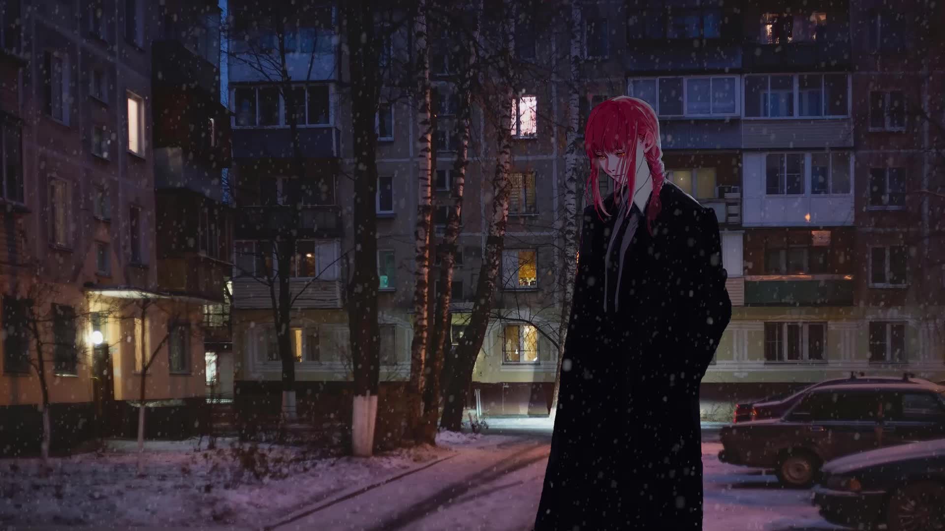 Chainsaw Man - Makima In Snowy Night Live Wallpaper