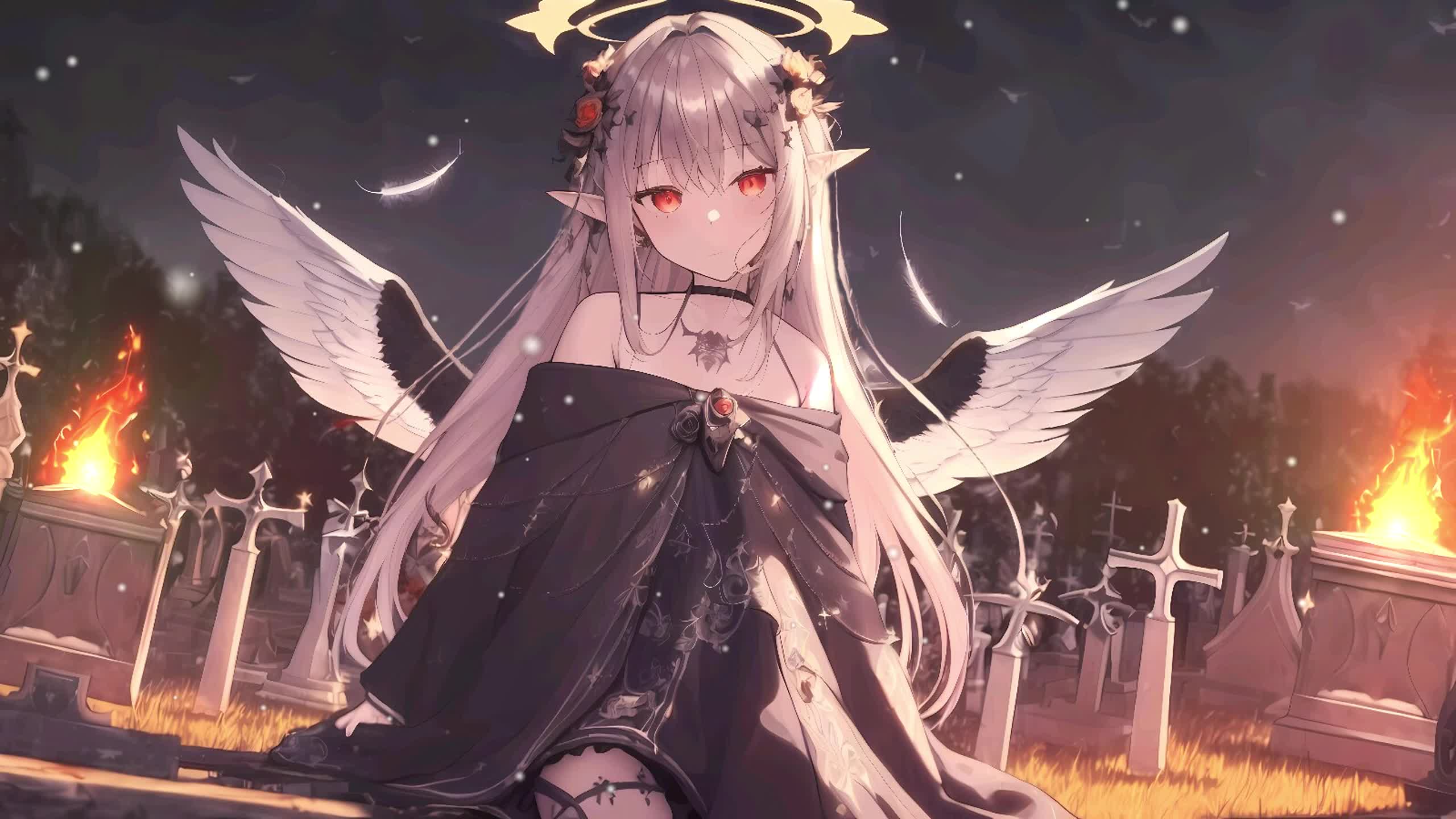 Anime Girl With Angel Wings Live Wallpaper