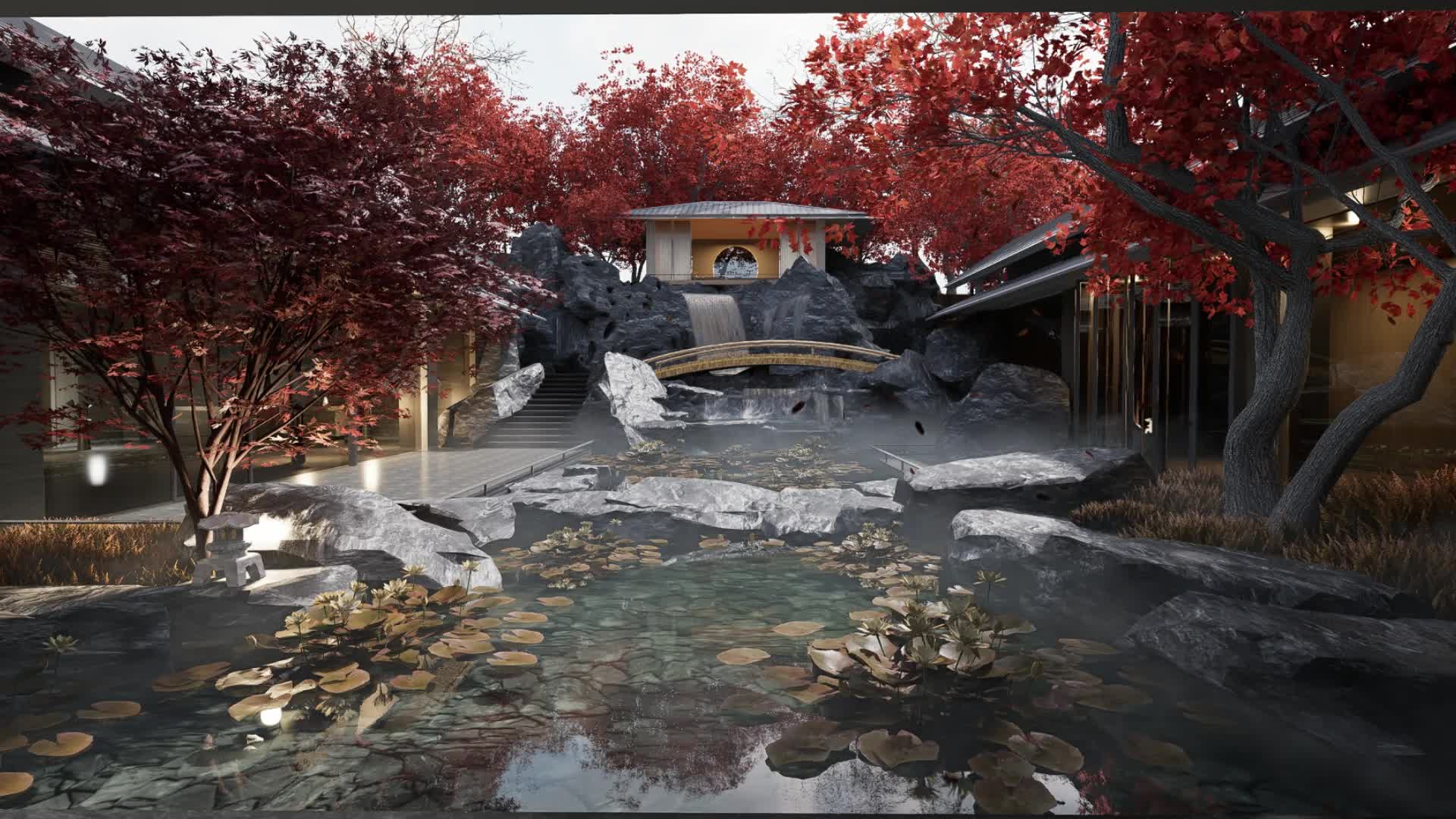 Relaxing Waterfall In The Garden Live Wallpaper