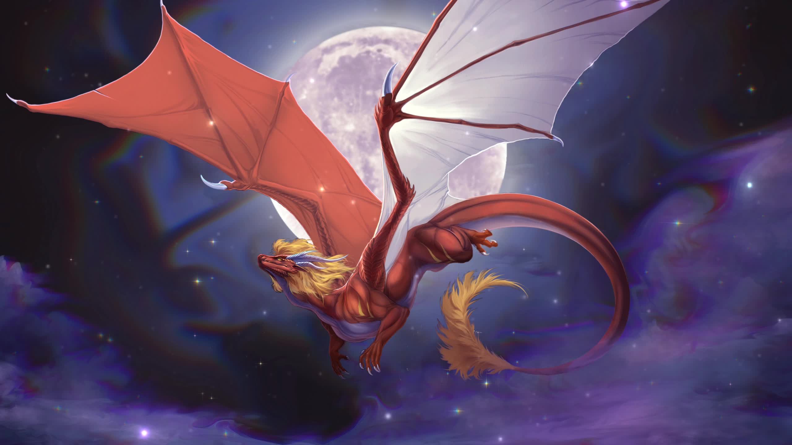 Dragon Flying To The Moon Live Wallpaper