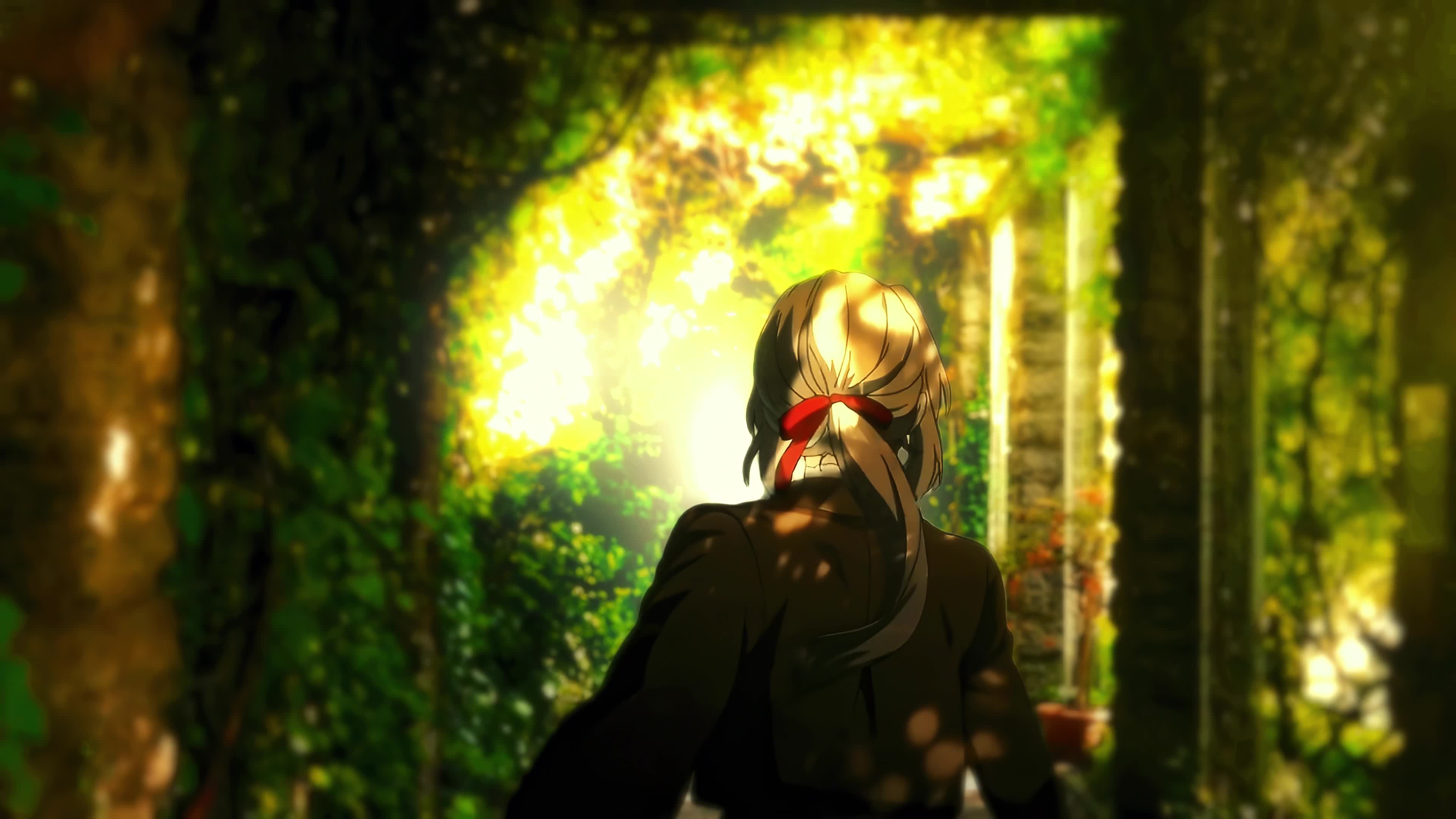 Anime Girl Running In The Garden Live Wallpaper