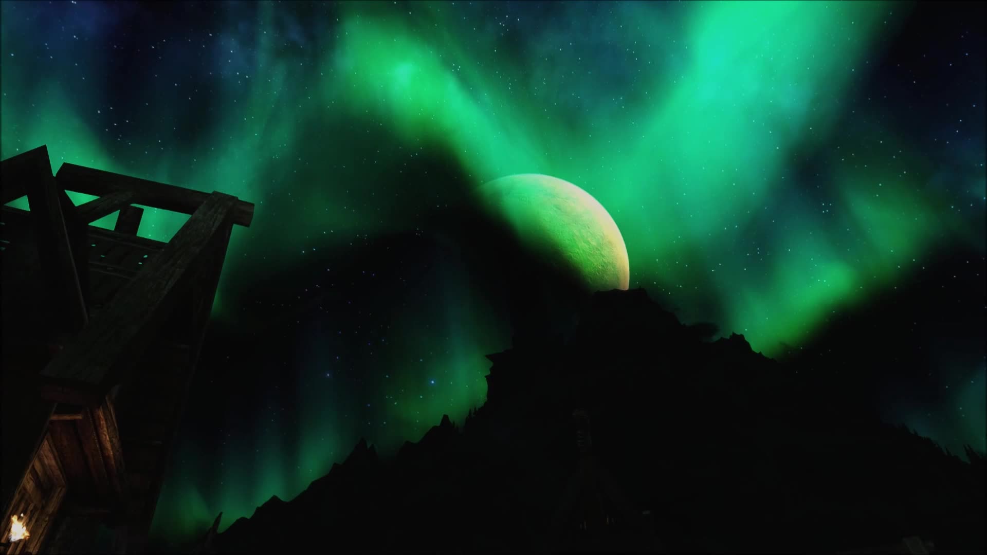 Green & Blue Skyrim Aurora Live Wallpaper