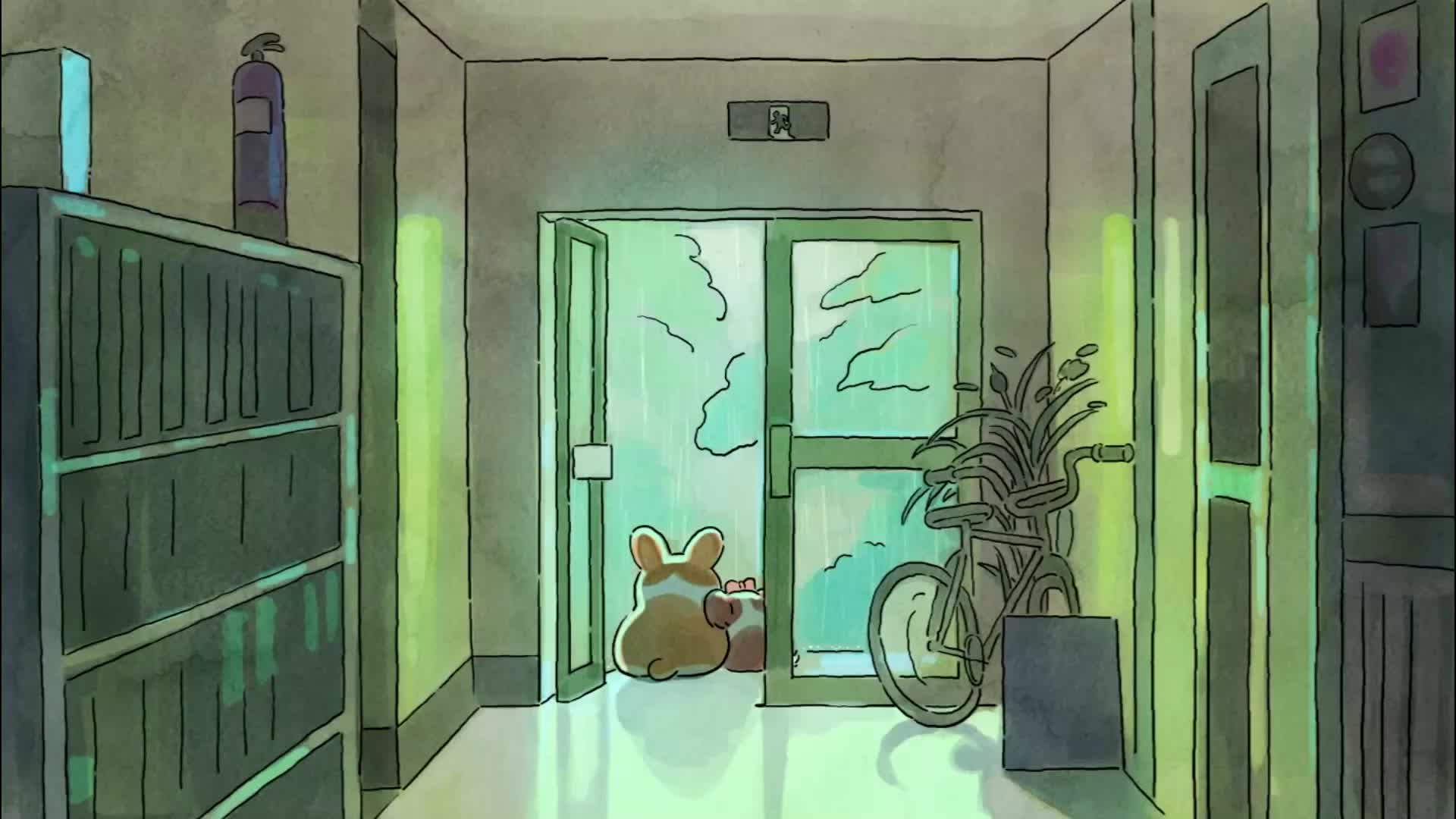 Doggie Corgi Waiting out the rain Live Wallpaper