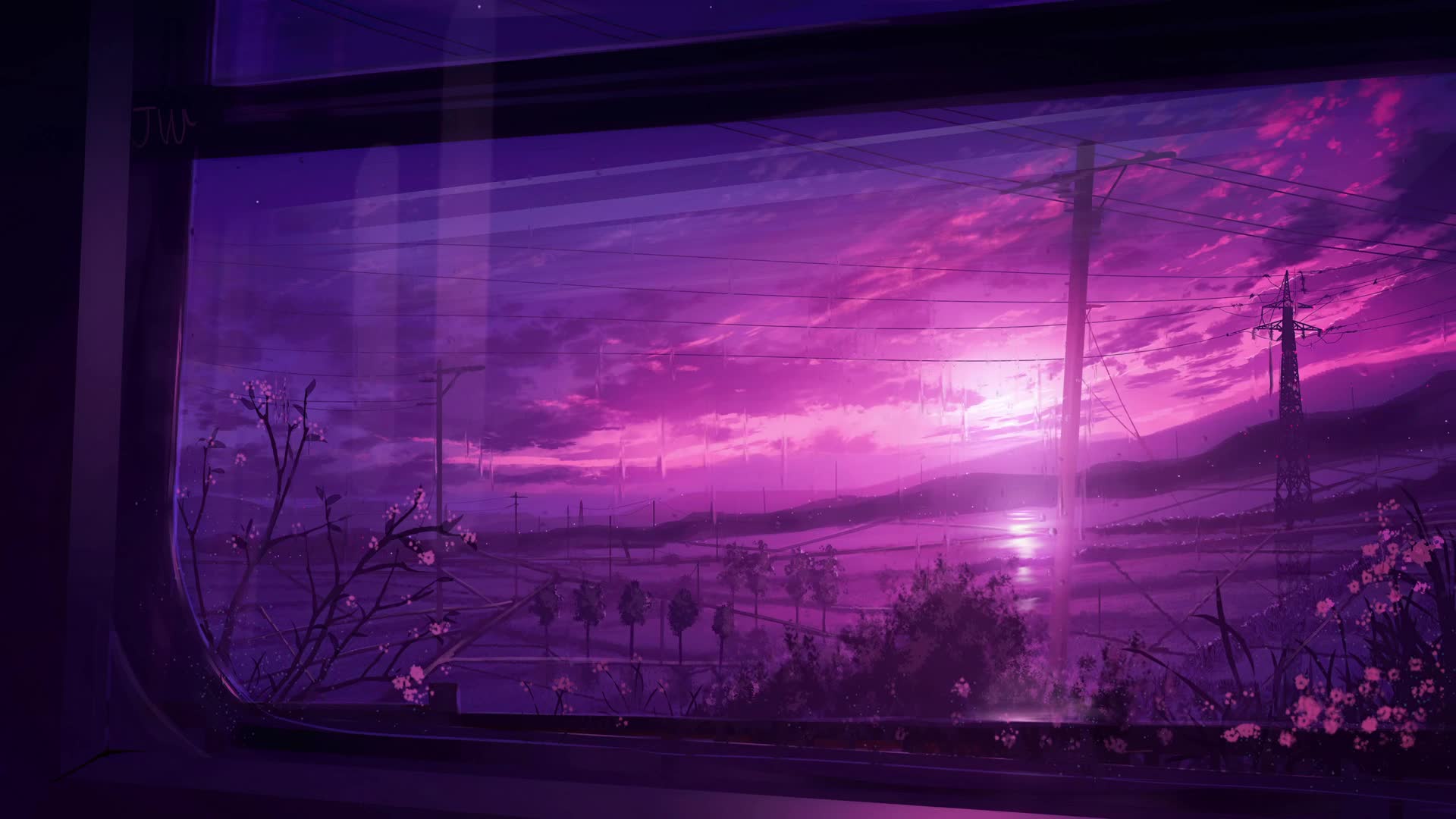 Rain in purple Live Wallpaper